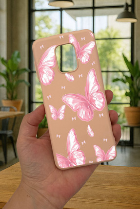 Vip Case Redmi Note 9 Pro/9S Uyumlu PEMBE KELEBEK DESENLİ Silikon Darbe Emici...