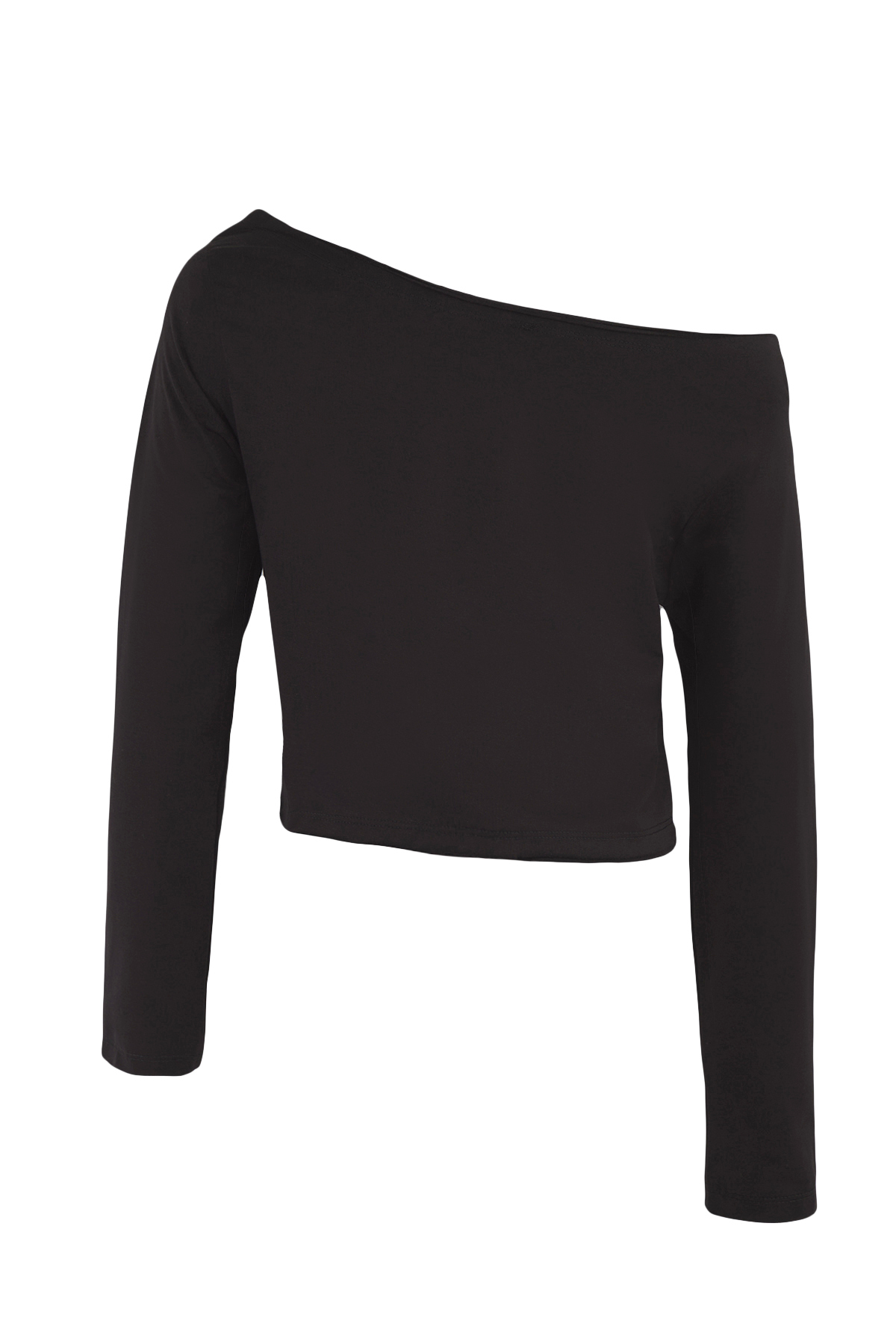 Trendyolmilla  Siyah-Beyaz %100 Pamuk Asimetrik Kayık Yaka Relaxed/Rahat Kesim Örme T-Shirt TWOAW26TS00016 - Görsel 10