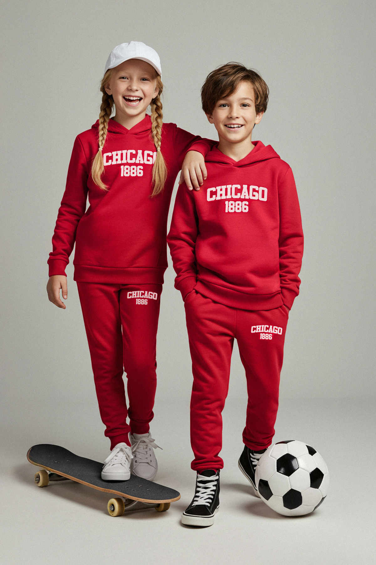 Trendyolmilla Kids Kırmızı Pamuklu Oversize Unisex 23 Nisan Çocuk Sweatshirt ve Eşofman Alt - Üst TKDAW26AU00003