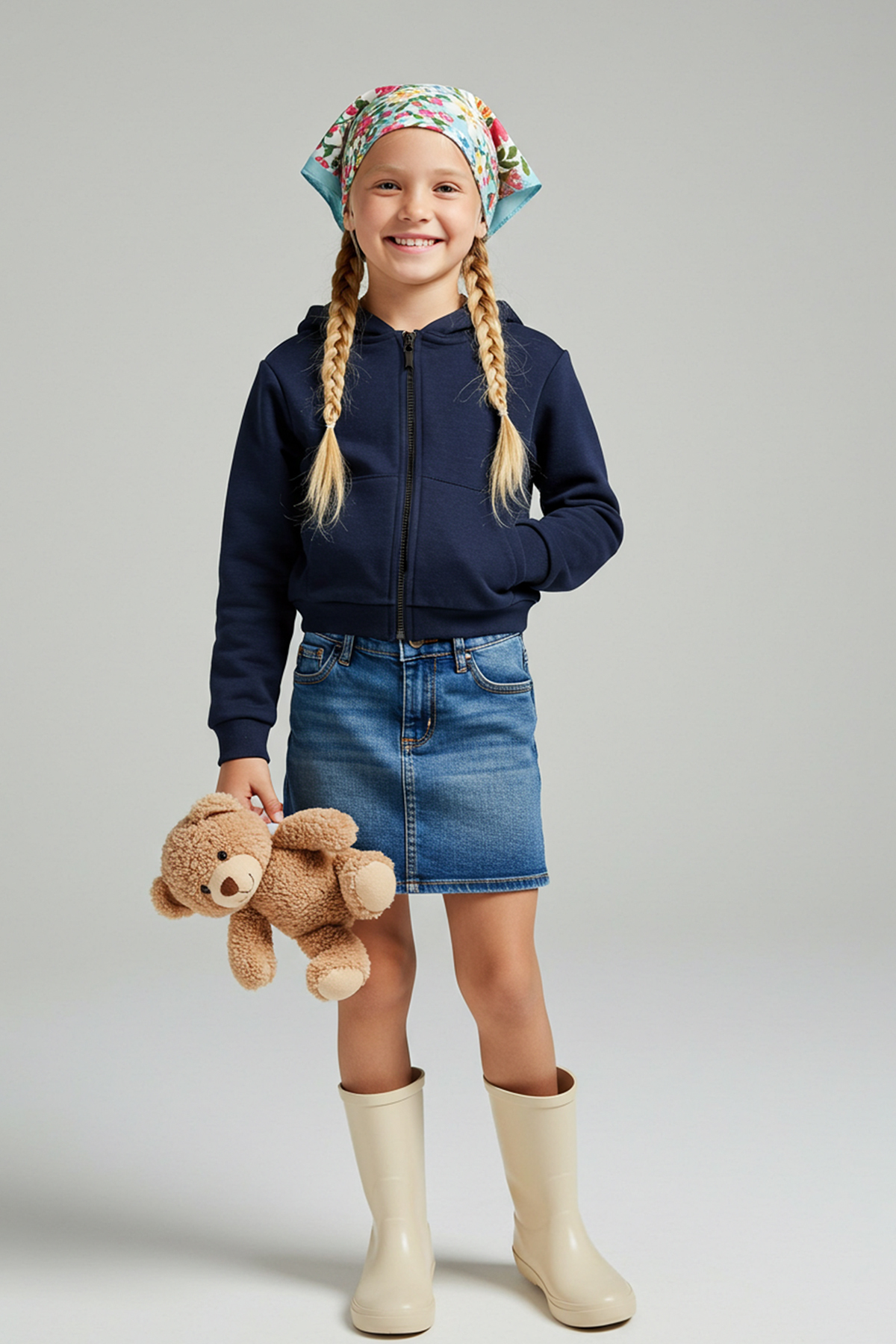 Trendyolmilla  Lacivert Pamuklu Crop Fit Düz/Basic Kapüşonlu Oversize Örme Kız Çocuk Hırka TKDAW26HI00001