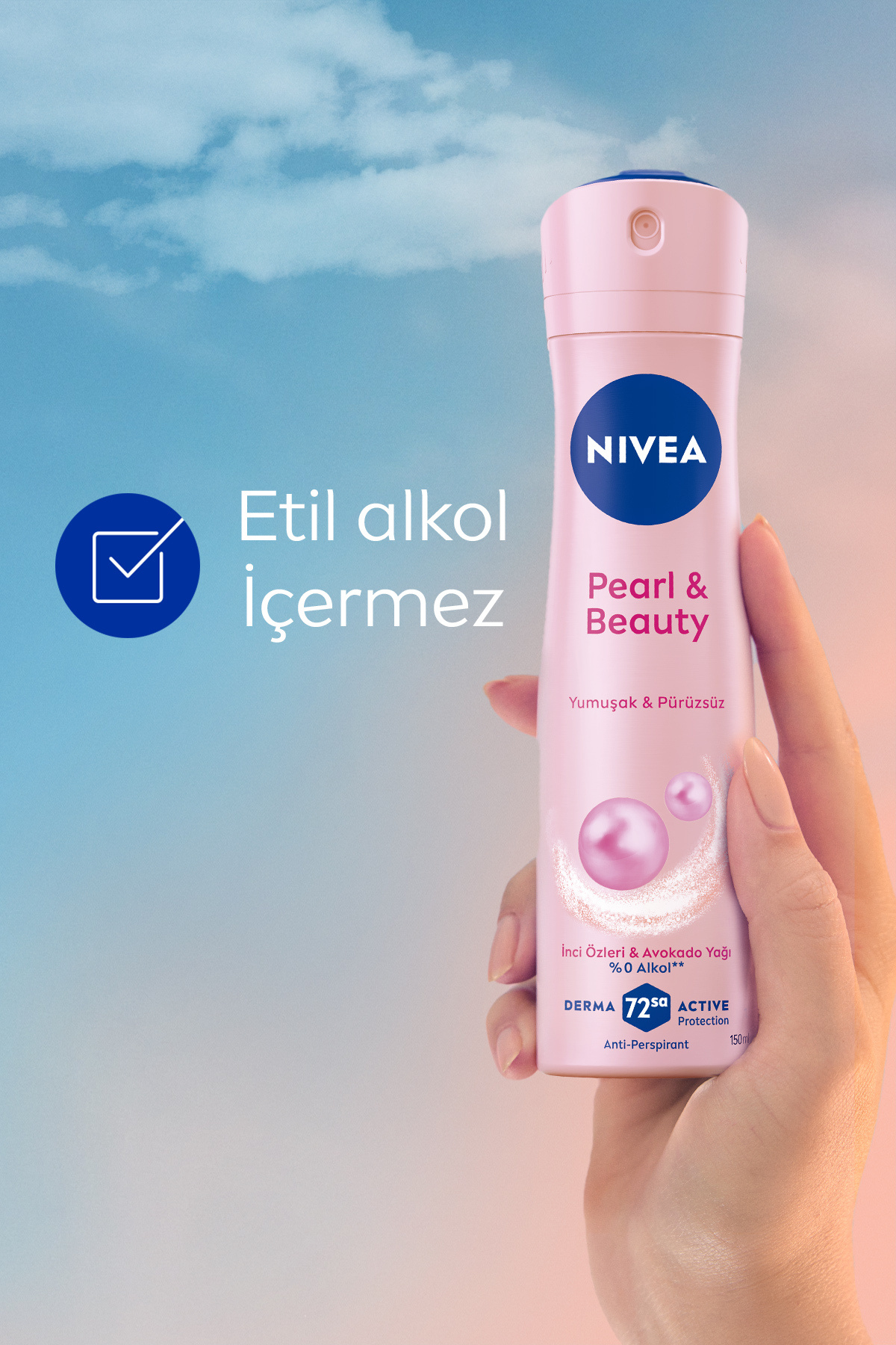 کرم مرطوب‌کننده 30ml و دئودورانت اسپری زنانه Pearl & Beauty 150ml، ضد تعریق 48 ساعته