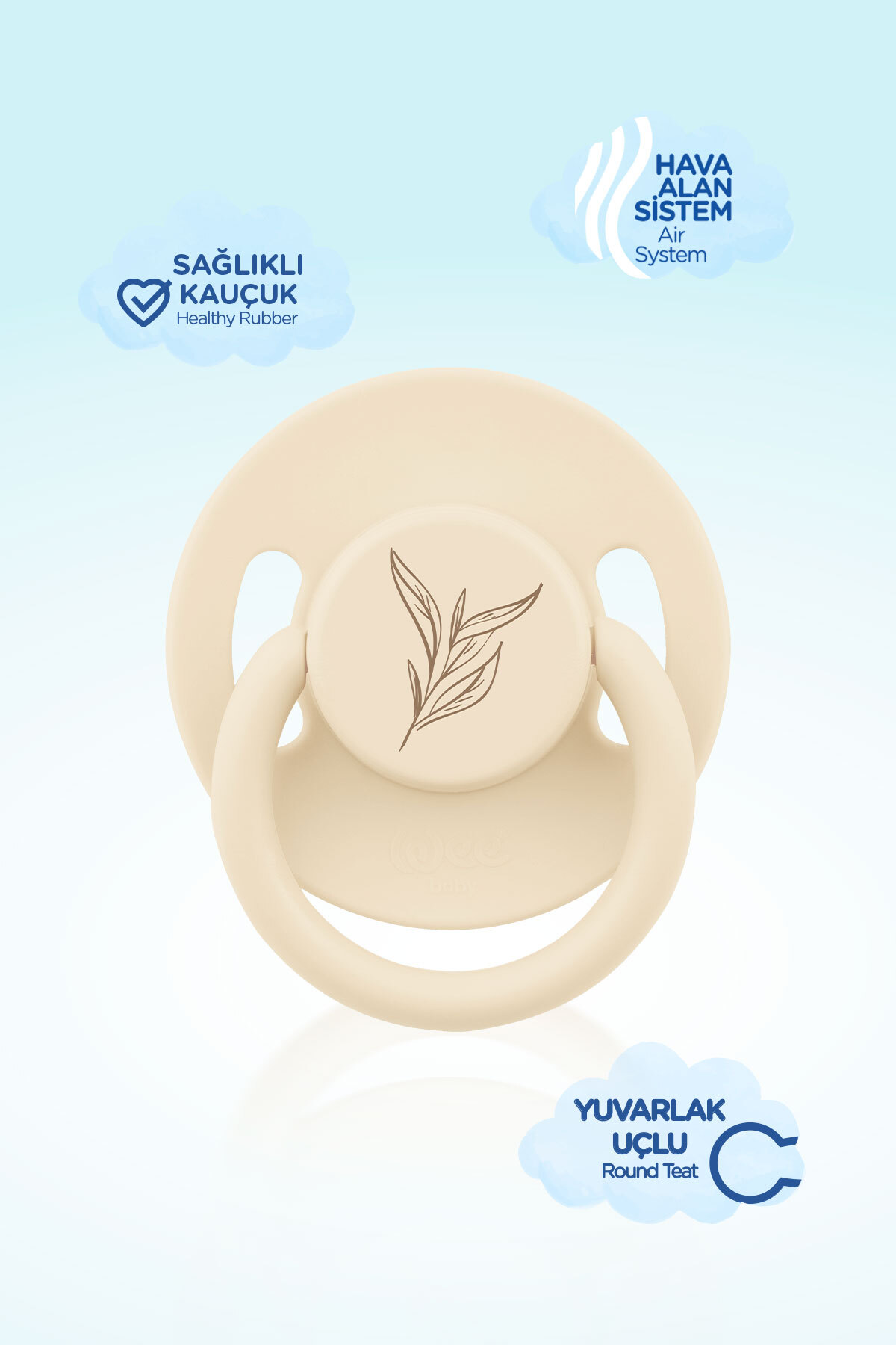 Wee Baby Pure Yuvarlak Uçlu Kauçuk Emzik No:1 Krem 0-6 Ay fotoğrafı 3 (önizleme)