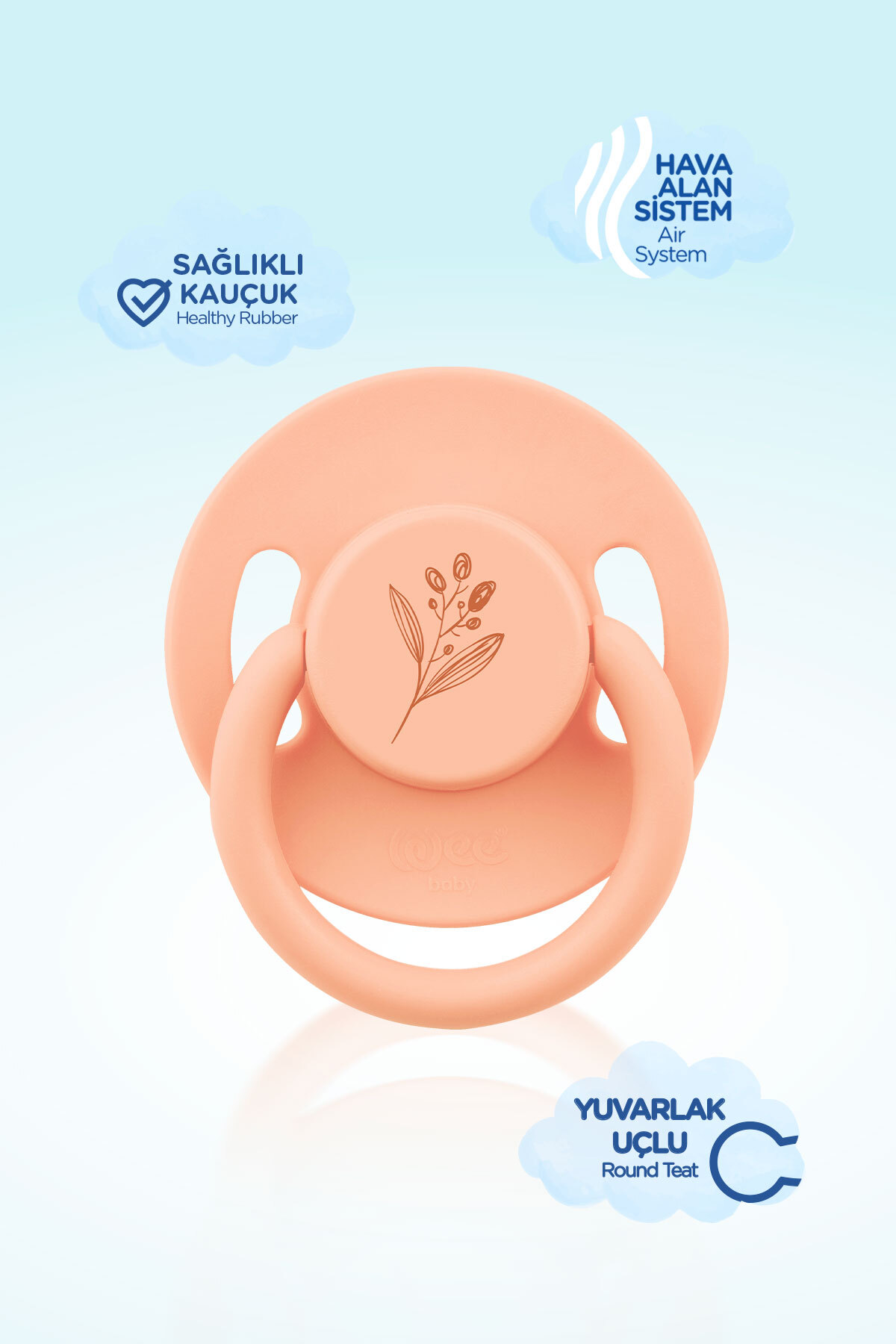Wee Baby Pure Yuvarlak Uçlu Kauçuk Emzik No:1 Somon 0-6 Ay fotoğrafı 3 (önizleme)