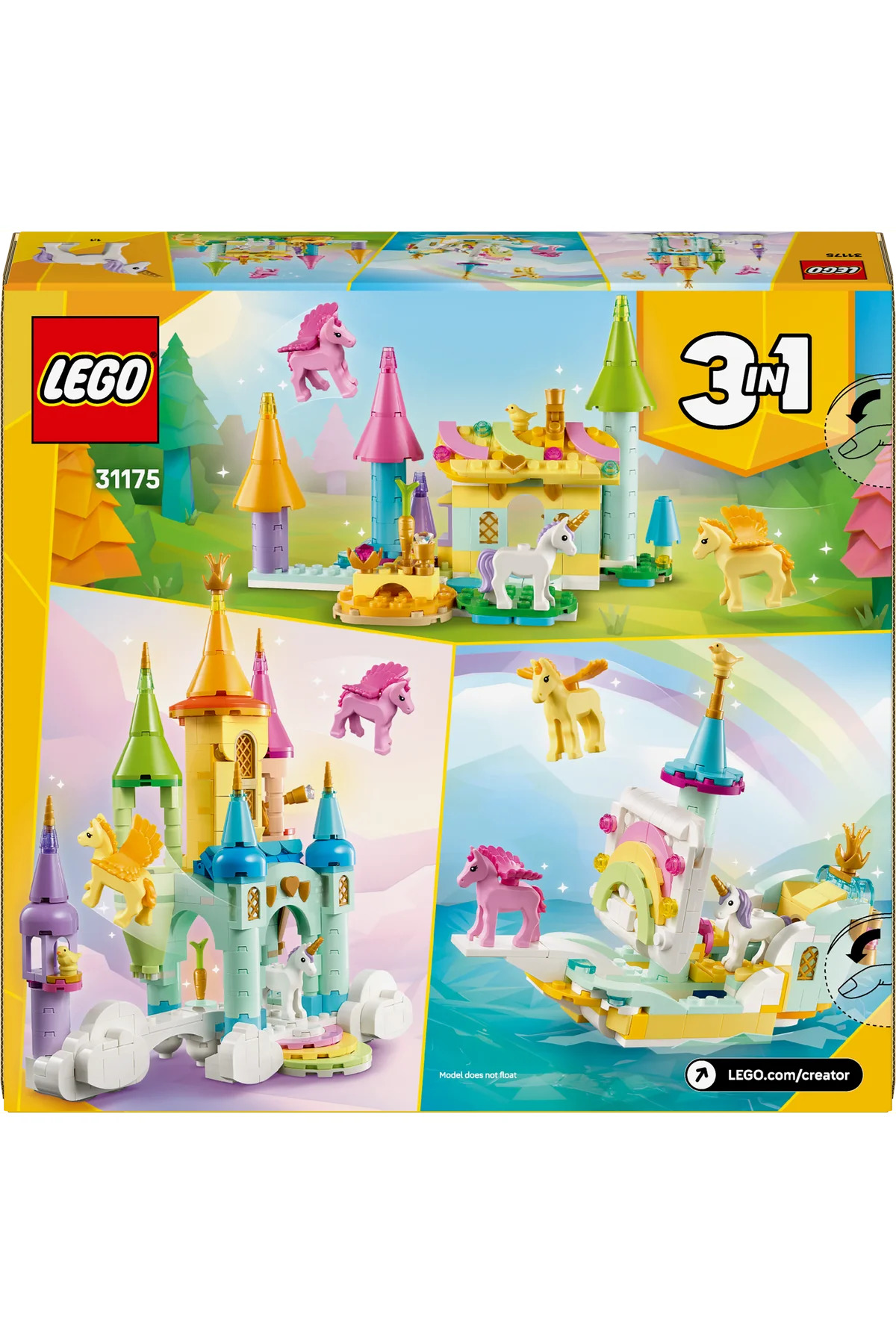 LEGO ® Creator 3'ü 1 Arada Tek Boynuzlu At Kalesi 31175 - 8+ Çocuklar için Oyuncak Yapım Seti (390 P) fotoğrafı 4 (önizleme)