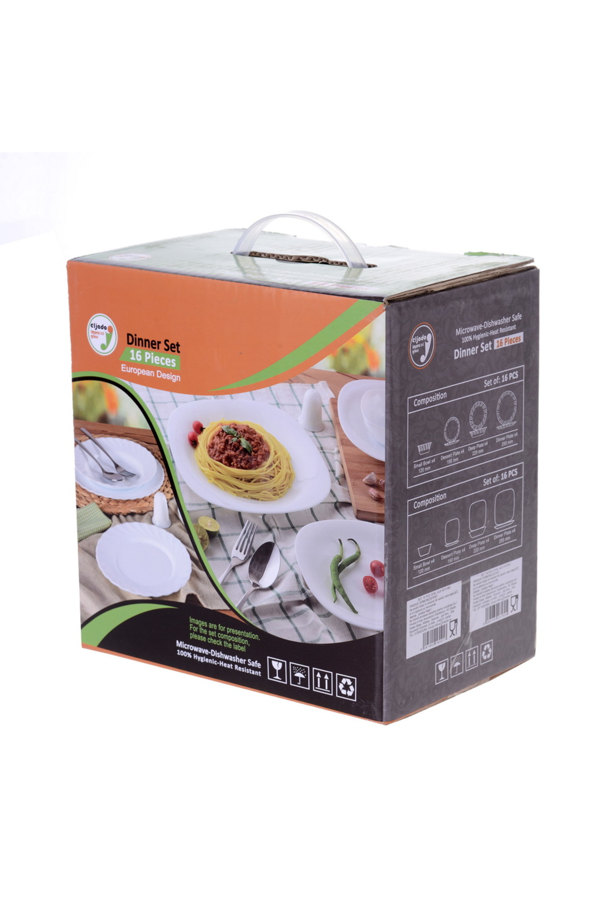 Eljado Jídelní souprava Eljado, opálově bílá, čtvercová, 16 dílů