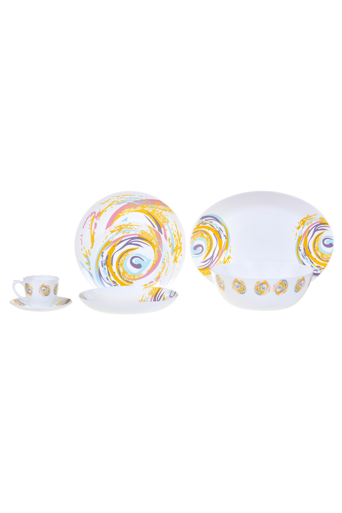 Dinova 32 darabos Eljado Décor Spiral étkészlet, opál