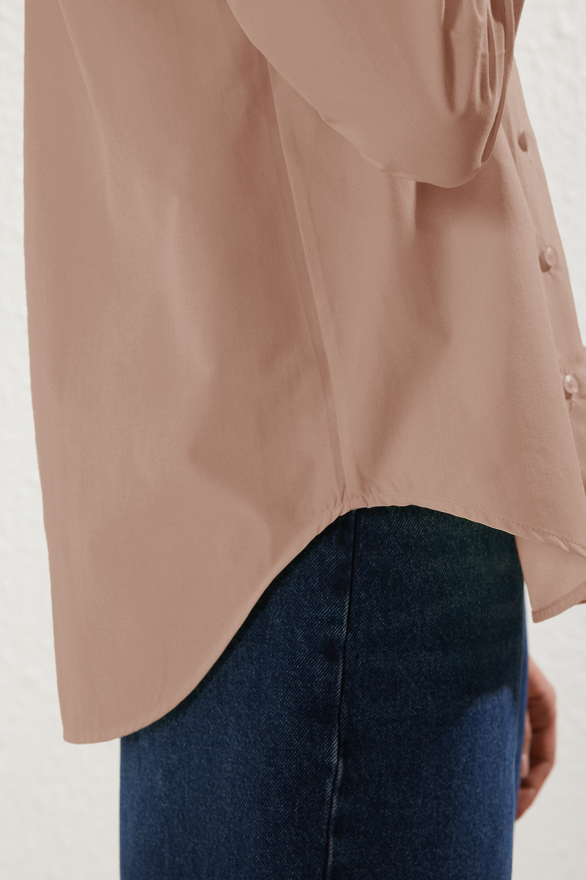 Trendyolmilla  Vizon Loose Fit Pamuklu Dokuma Gömlek TWOAW20GO0107 - Görsel 5