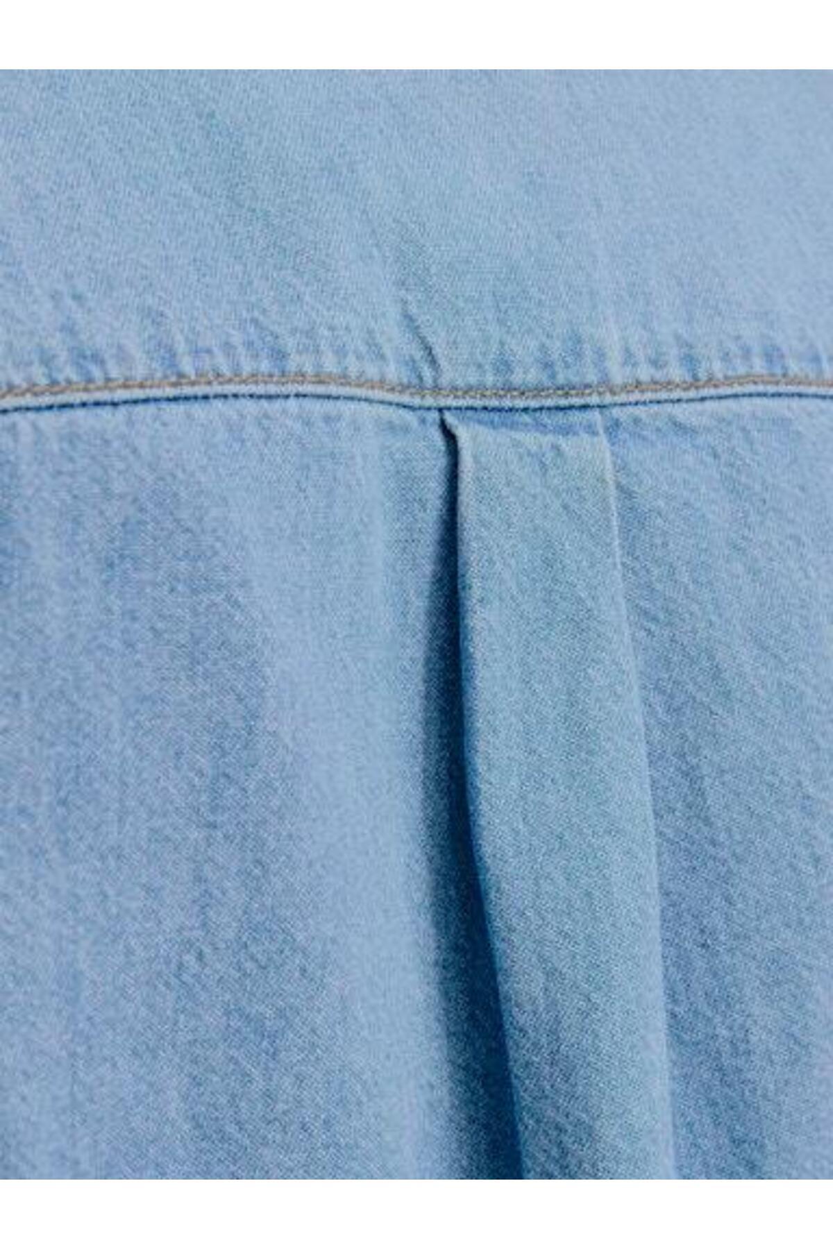 پیراهن جک اند جونز مردانه جین آبی  راسته Regular/رگولار    Çarpraz Bağlama کژوال/روزمره | Jack & Jones 12270005 TR - تصویر 3