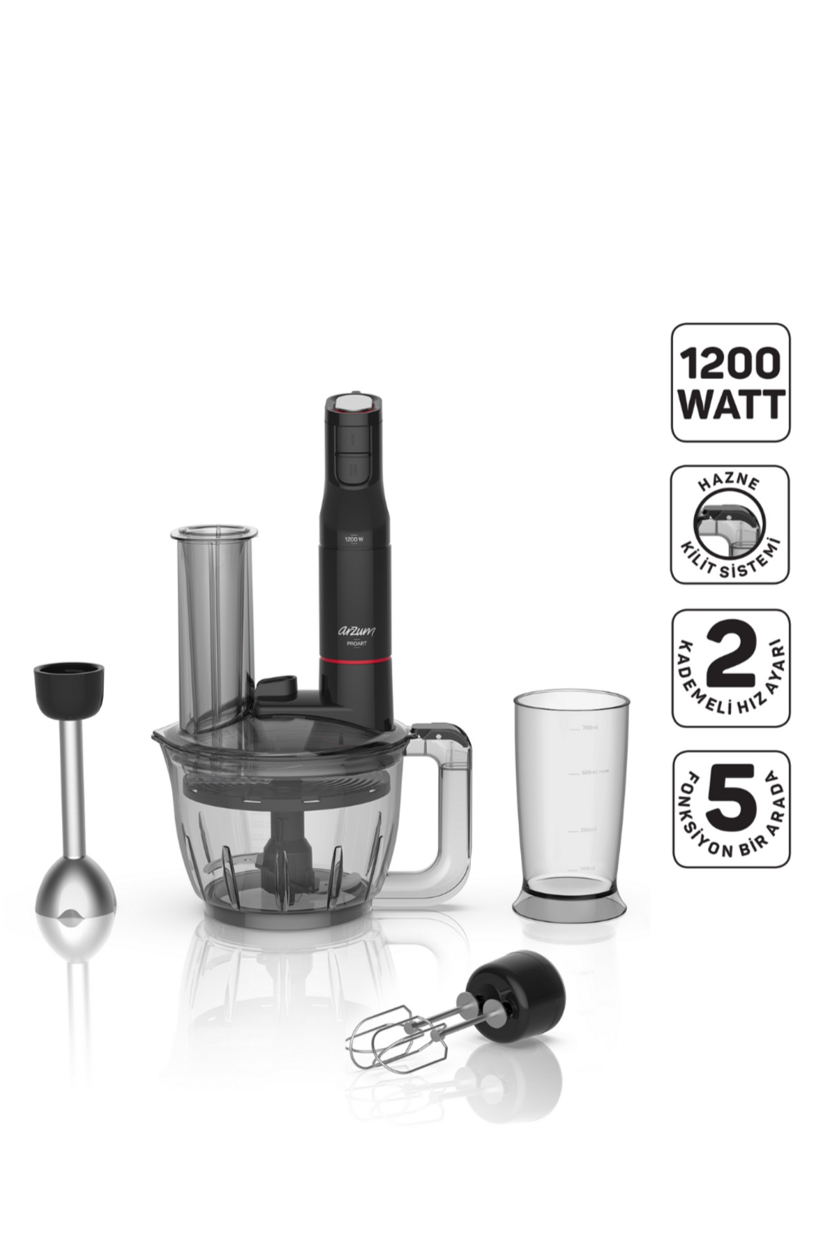 Arzum Proart Multi Blender Seti 1200W Siyah - AR1149