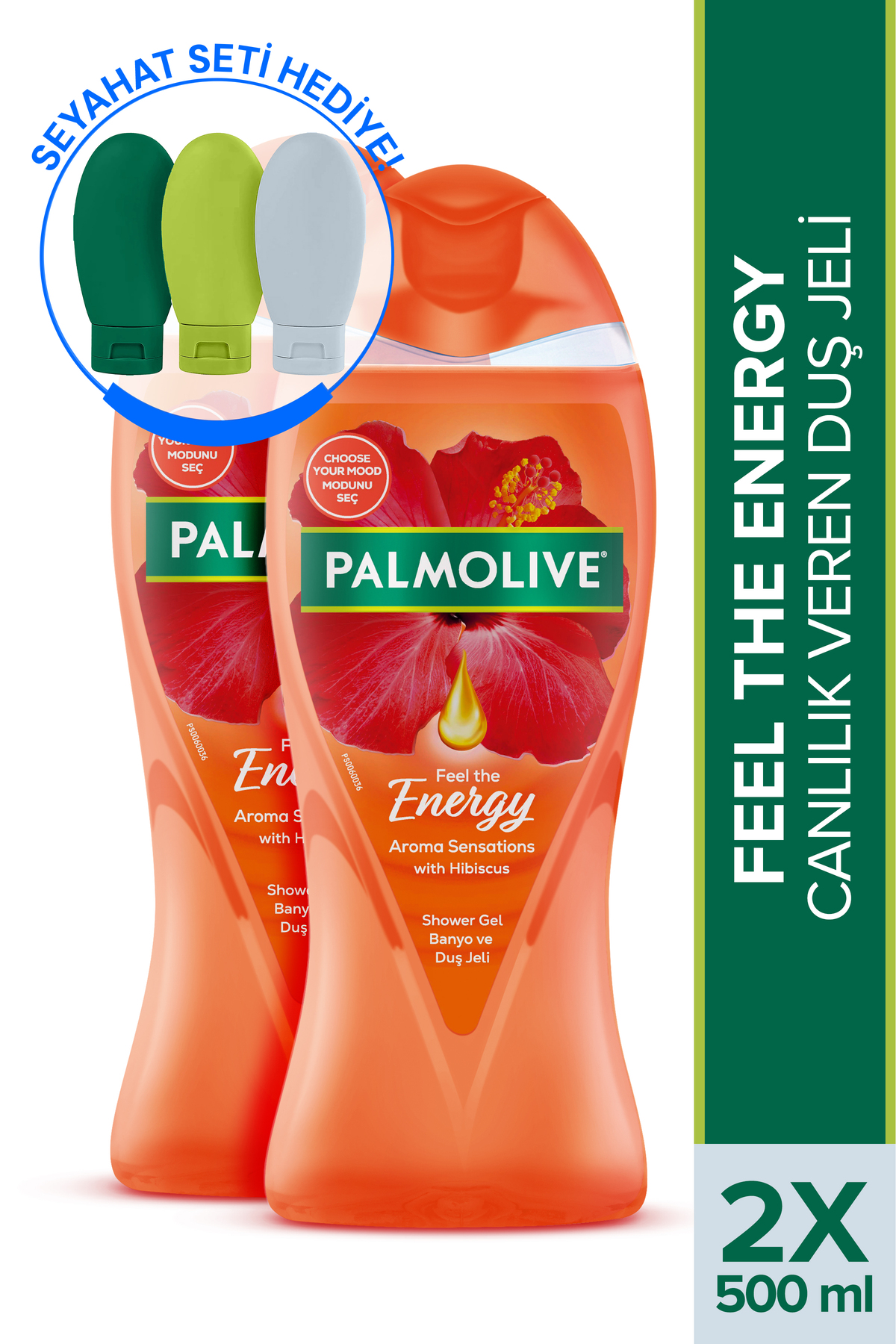 Palmolive Aroma Sensations Feel The Energy Banyo Ve Duş Jeli 500 Ml X 2 Adet + Seyahat Seti Hediye
