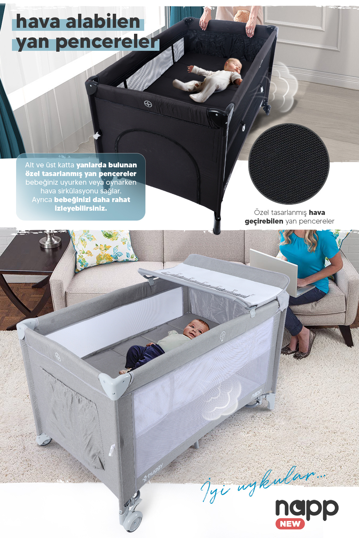 Huggy Napp 6 In 1 Anne Yani Park Yatak Oyun Parkı ve Yatak 70X120 XL fotoğrafı 3 (önizleme)