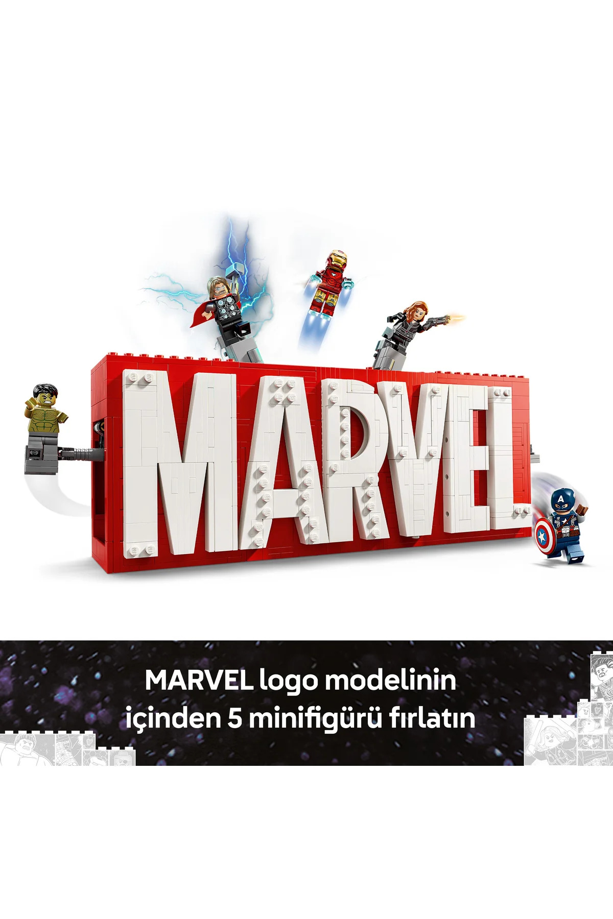 ® مارول: لوگوی مارول و مینی‌فیگورها ۷۶۳۱۳ – کیت ساختنی (۹۳۱ قطعه)