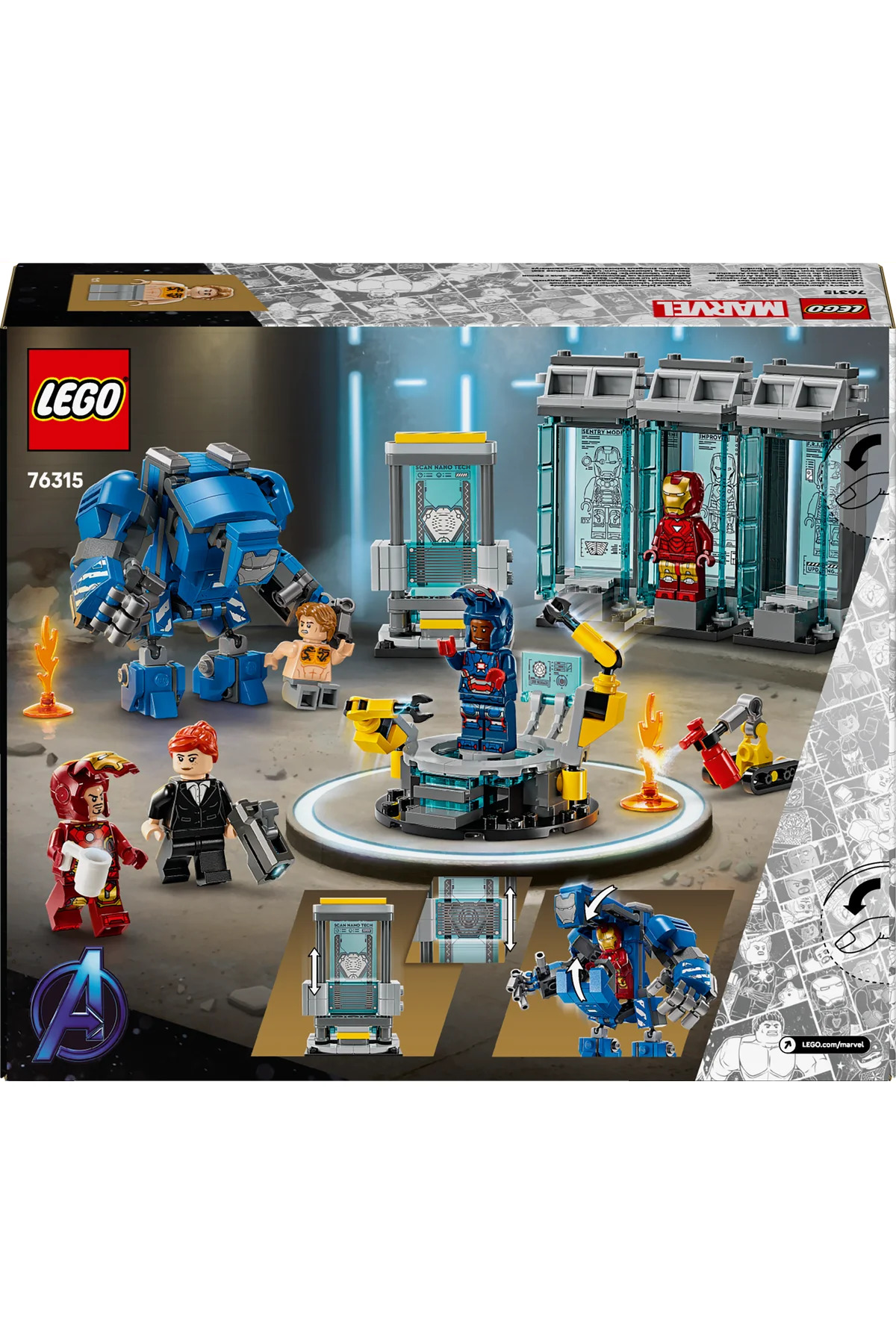 ® ǀ آزمایشگاه مرد آهنی مارول: تالار زره ۷۶۳۱۵ - مجموعه ساختنی اسباببازی خلاقانه ۸+ (۳۸۴ قطعه)