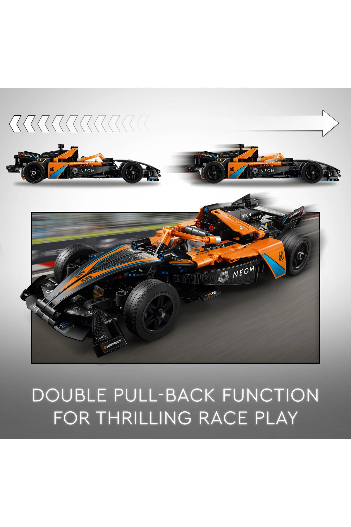 مجموعه ساختنی ماشین مسابقه فرمول E نئوم مکلارن تکنیک ۴۲۱۶۹ برای کودکان بالای ۹ سال (۴۵۲ قطعه)