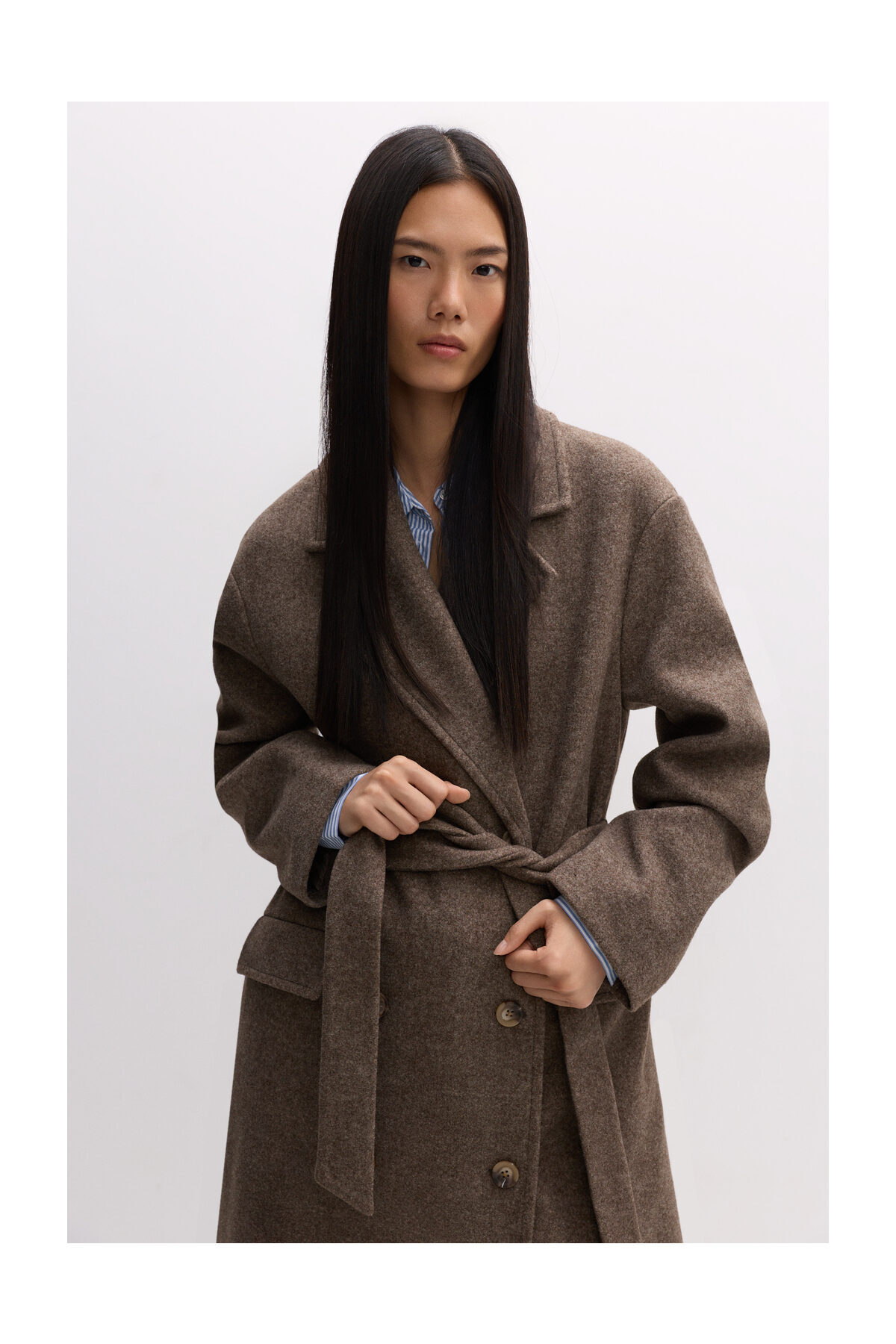 LEFTIES Langer Damenmantel aus synthetischer Wolle