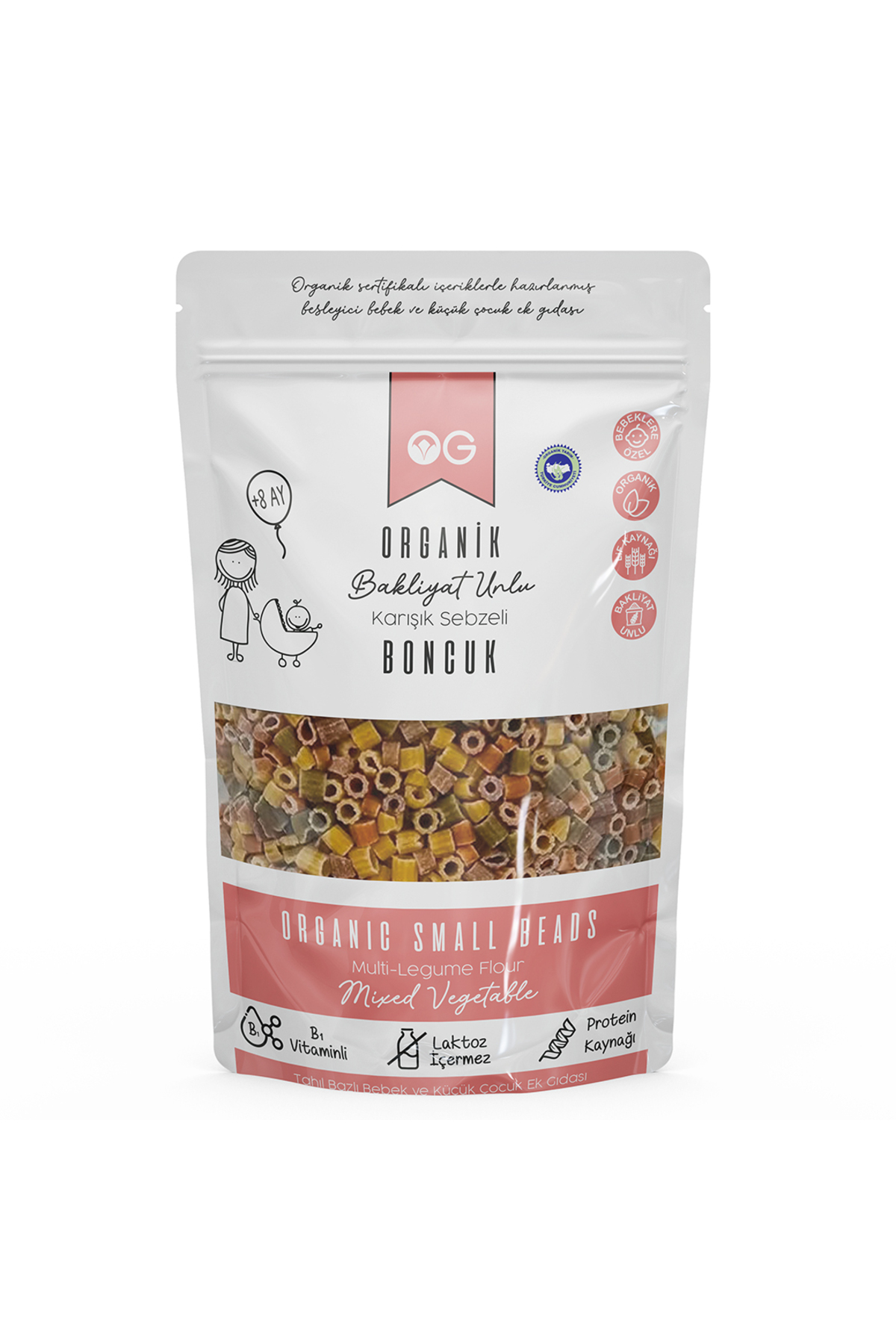 OG natural Organik Karışık Sebzeli Bakliyat Unlu Boncuk Makar 200gr