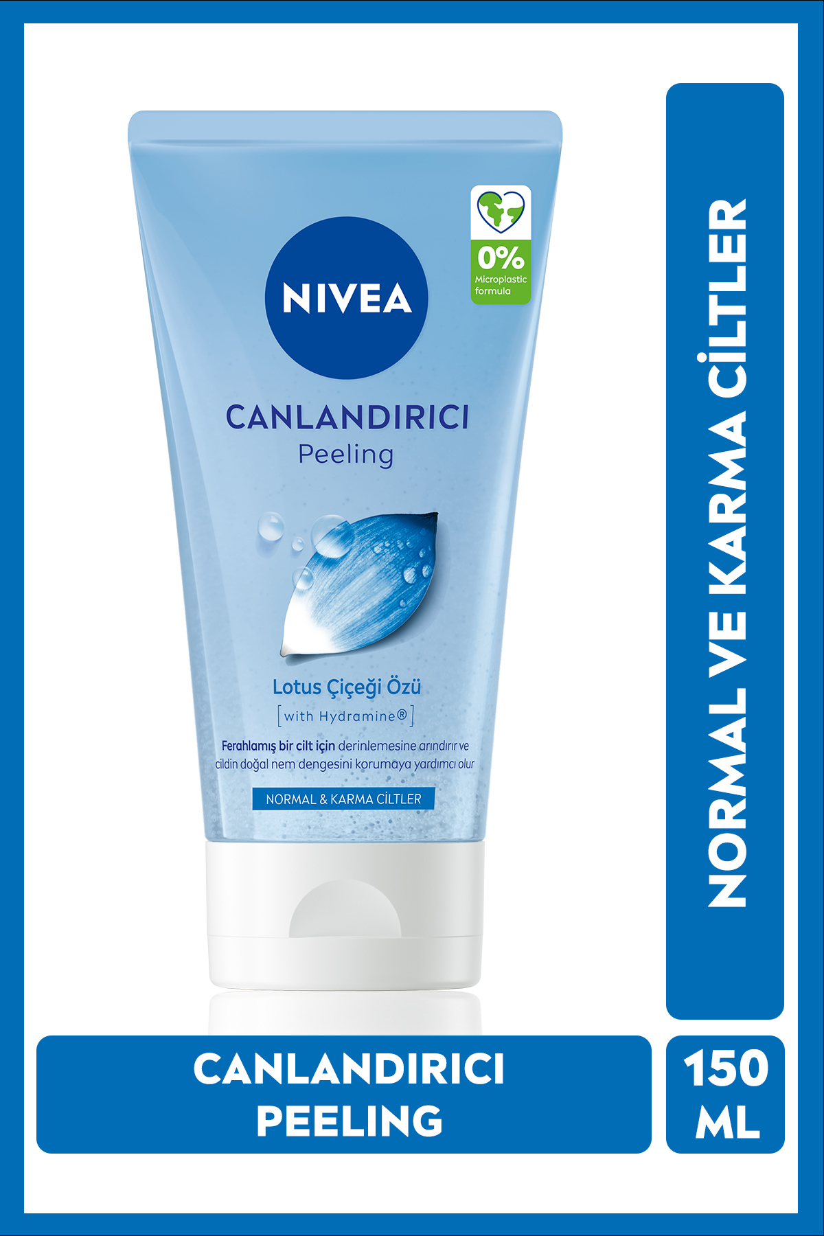 NIVEA Canlandırıcı Yüz Peelingi 150 ml,Arındırıcı,Nemlendirici,Lotus Çiçeği,E Vitamini, Normal,Karma Cilt