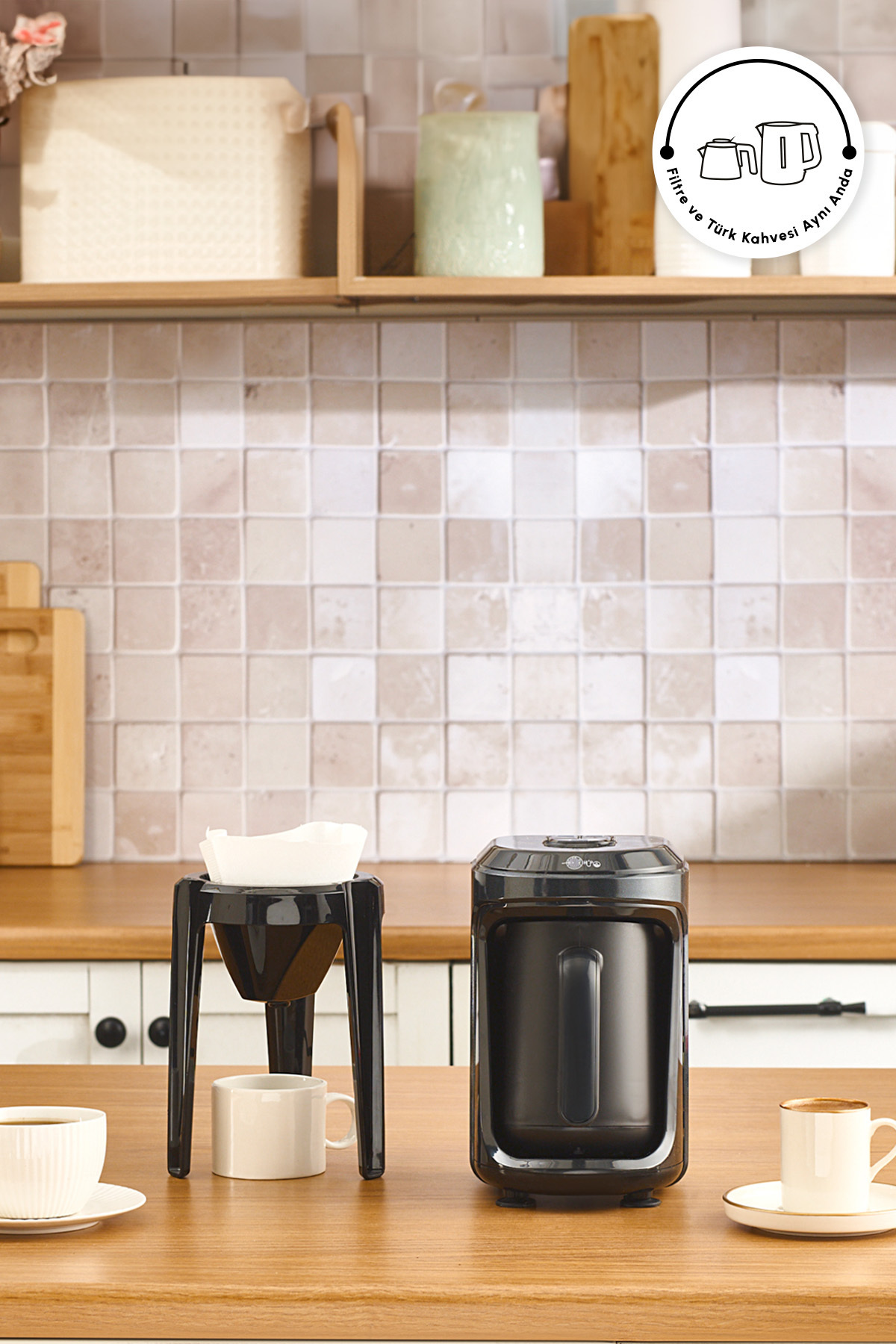 Karaca Hatır Hüp 2 in 1 Türk Kahve Makinesi / Filtre Kahve Makinesi 5 Fincan Kapasiteli Black