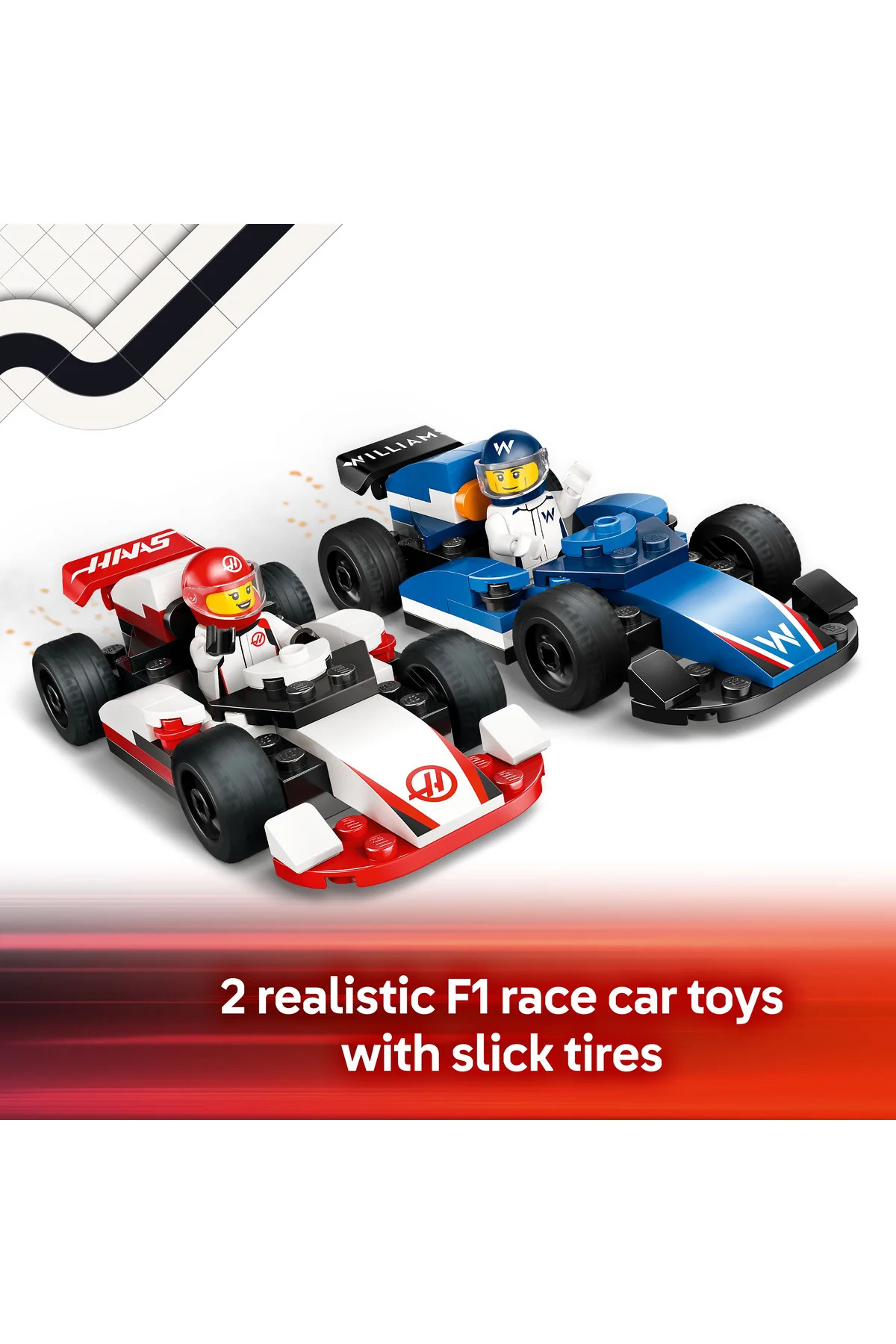 مجموعه ساختنی ماشین‌های مسابقه F1 سیتی ویلیامز و هاس F1 مدل 60464 برای کودکان ۴ سال به بالا (۹۲ قطعه)