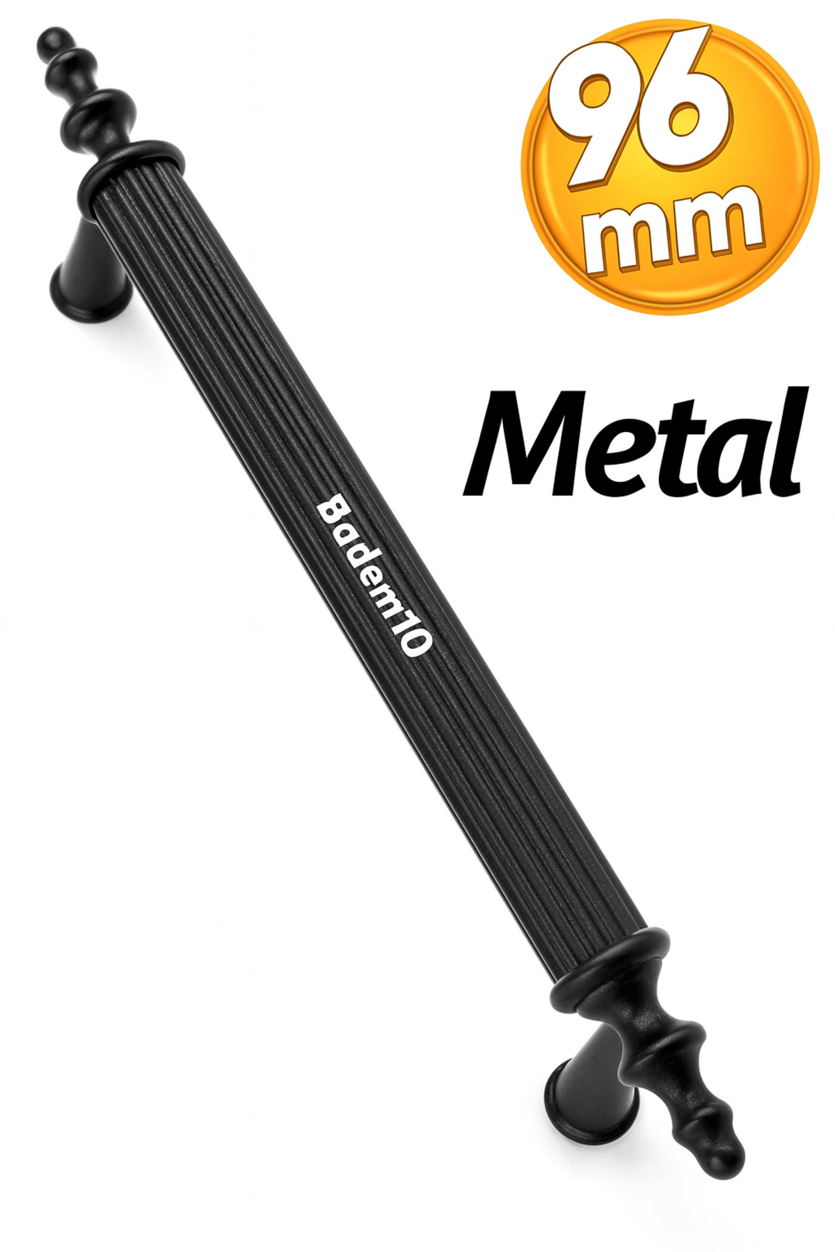 Badem10 Ovacık (96 MM - 9.6 CM) Metal Mat Siyah Mobilya Mutfak Çekmece Dolap Dolabı Kulpu Kulbu Kulpları