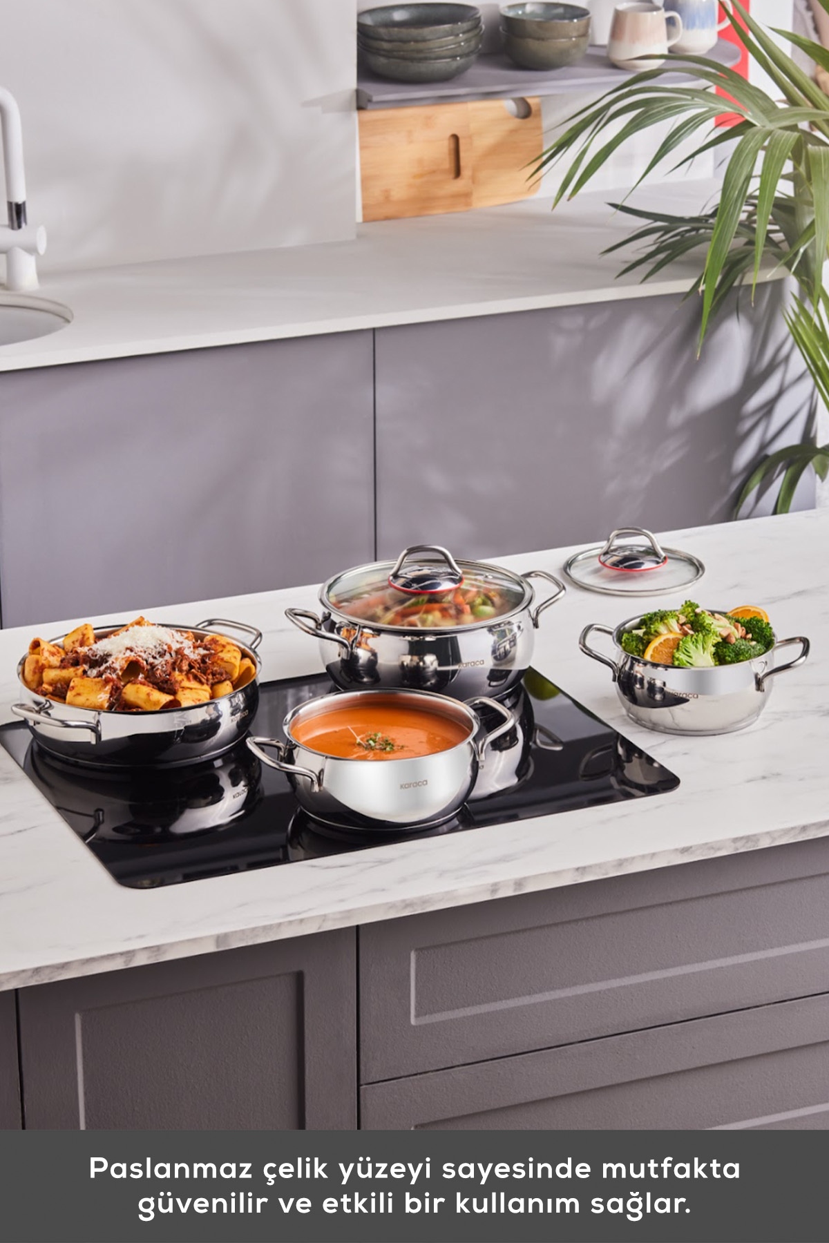 Karaca 8 Piece Emirgan Induction Base Steel Pot Set