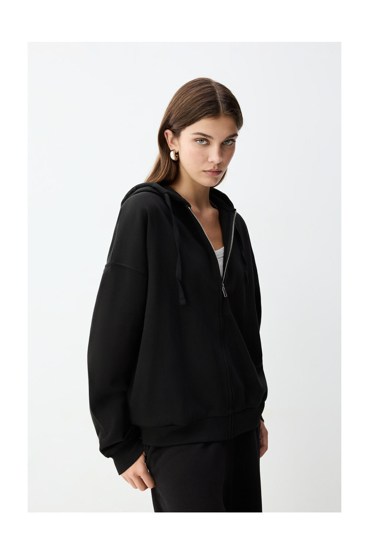 LEFTIES Damska bluza oversize z zamkiem błyskawicznym