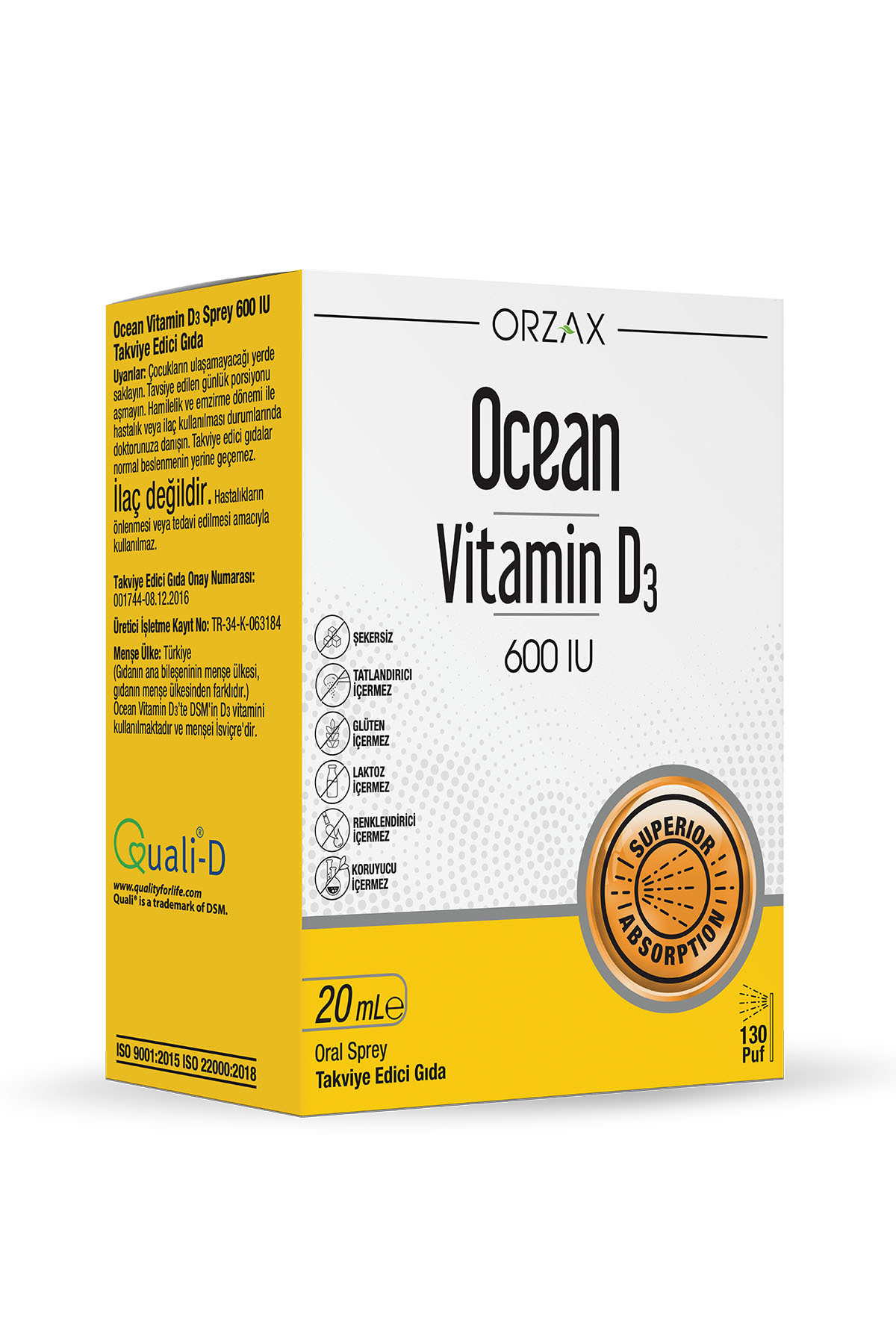 Ocean Vitamin D3 Sprey 600 Iu - 20ml