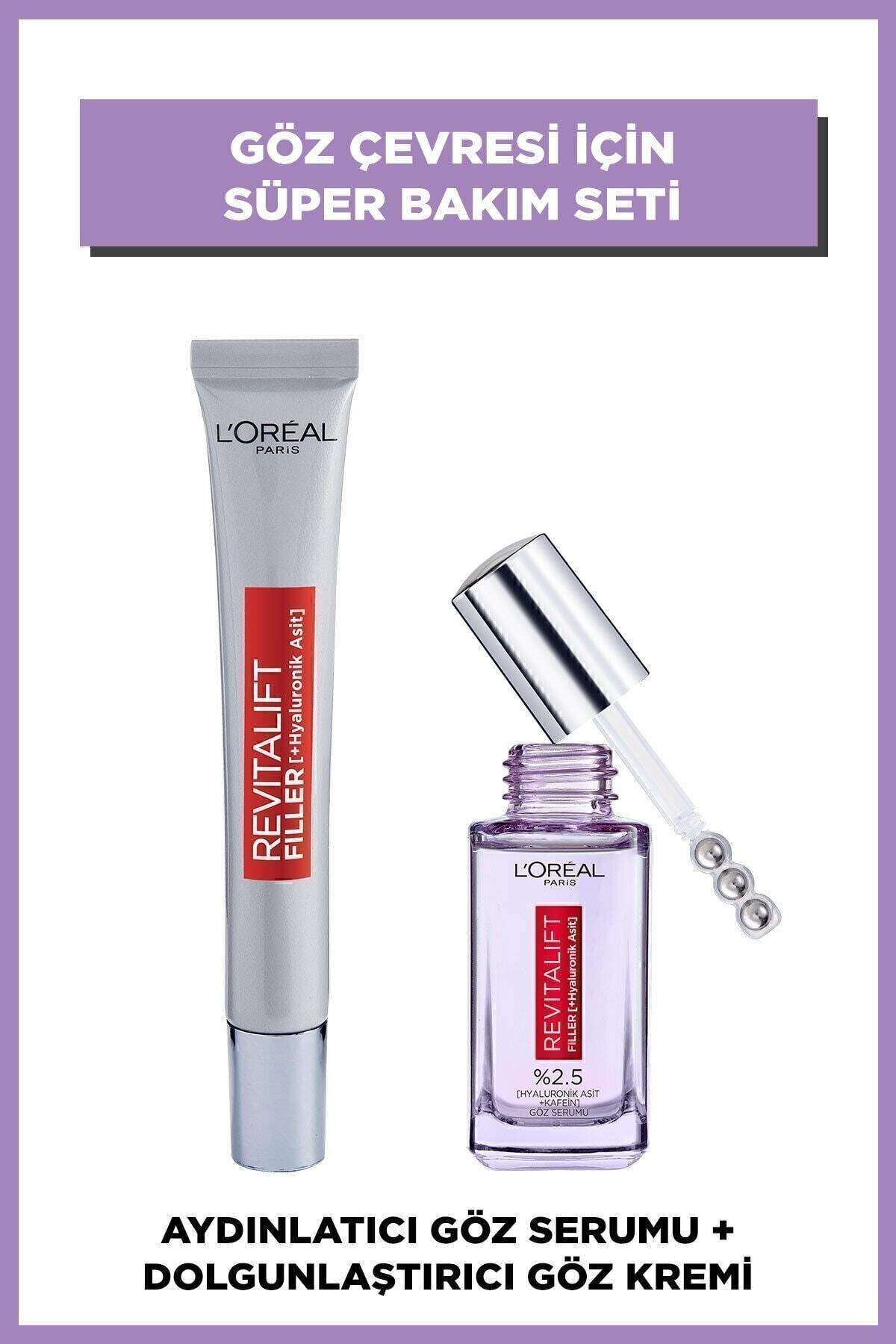 L'Oreal Paris Revitalift Filler Dolgunlaştırıcı Yaşlanma Karşıtı Göz Bakım Kremi & Aydınlatıcı Göz Serumu