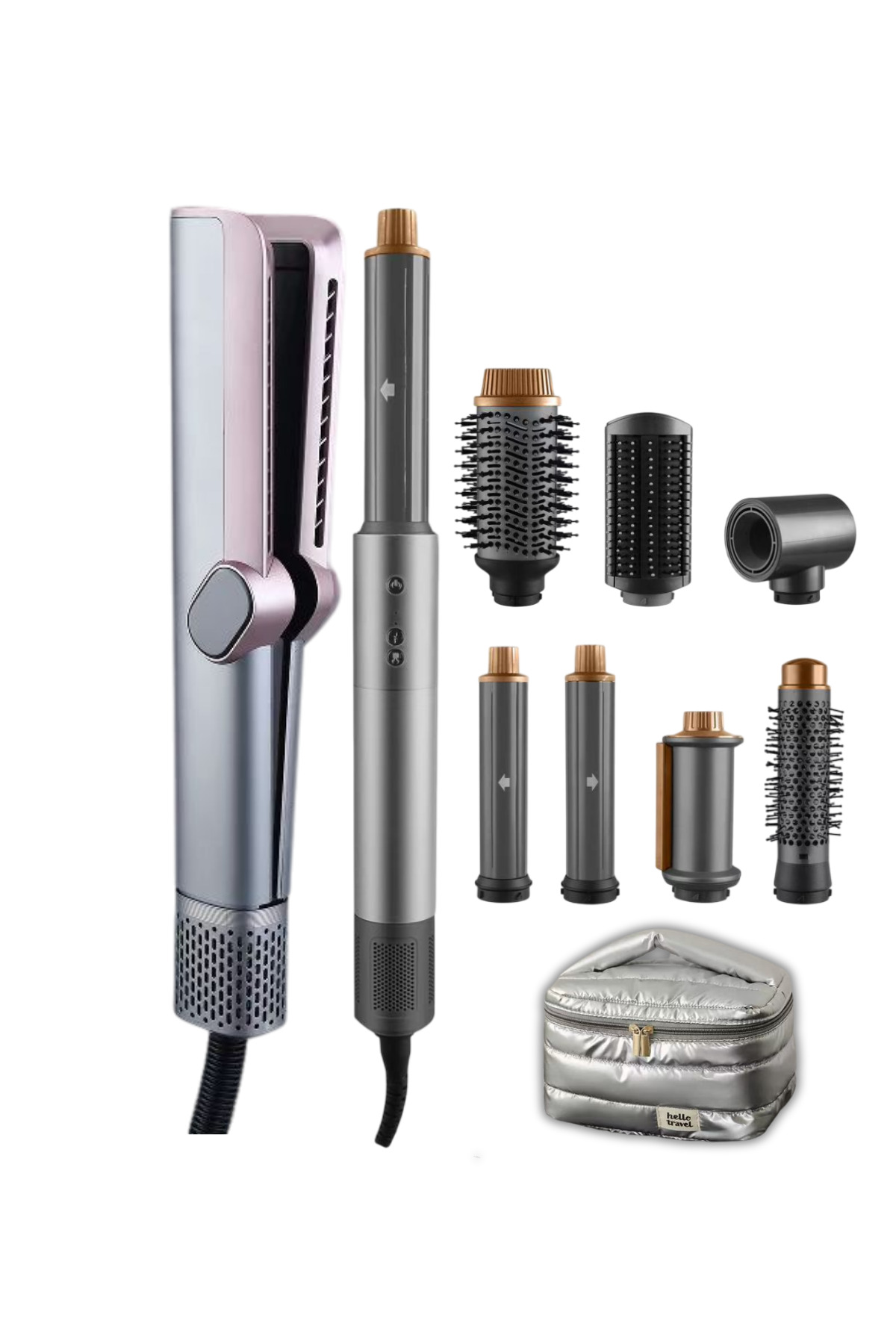 Shibowavy AIRWAVY Süper Set Hava Üflemeli Saç Düzleştirici ve 7 Başlıklı Saç Şekillendirme Seti