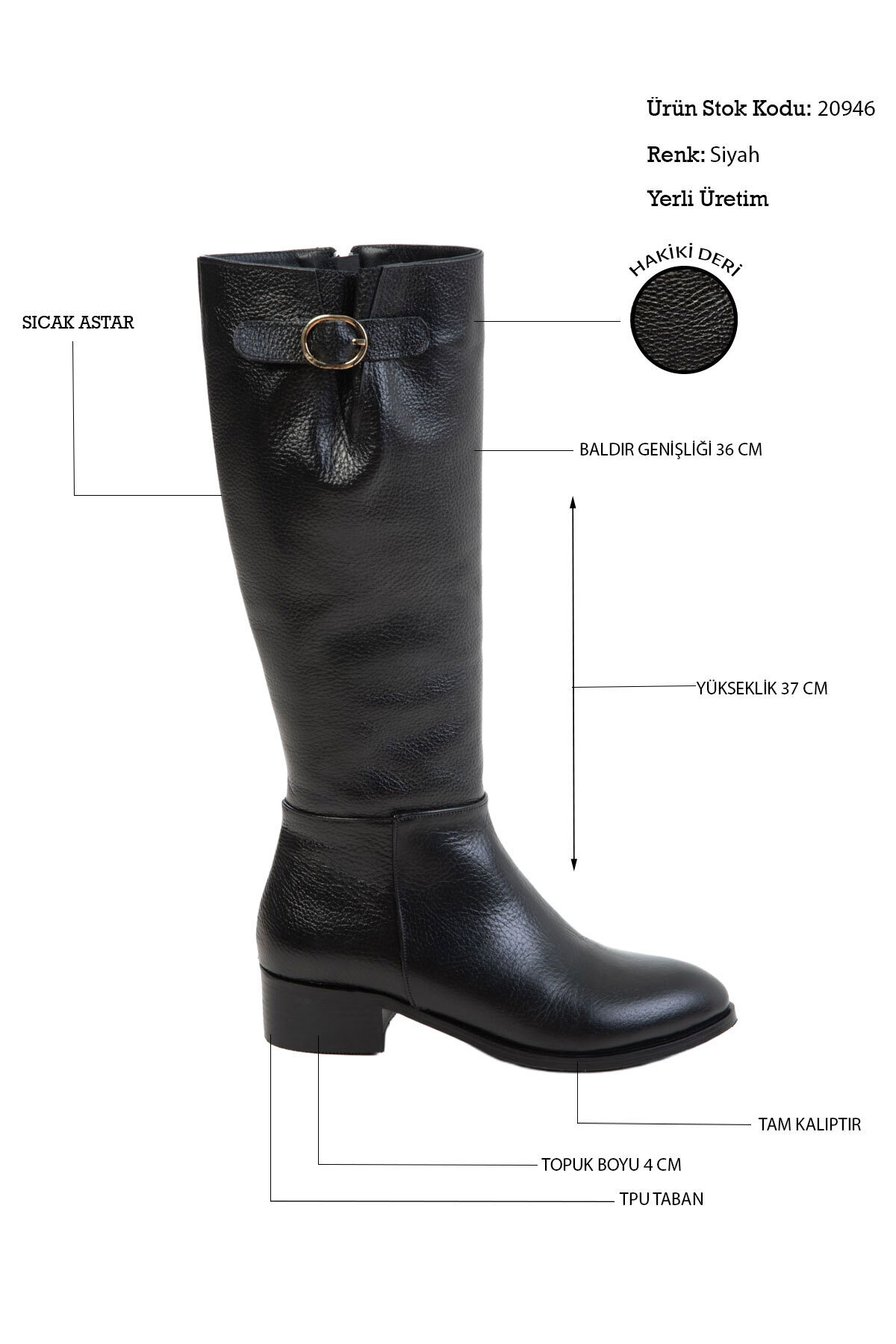 SOHO  Siyah Hakiki Deri Kadın Çizme 20946 - Görsel 4