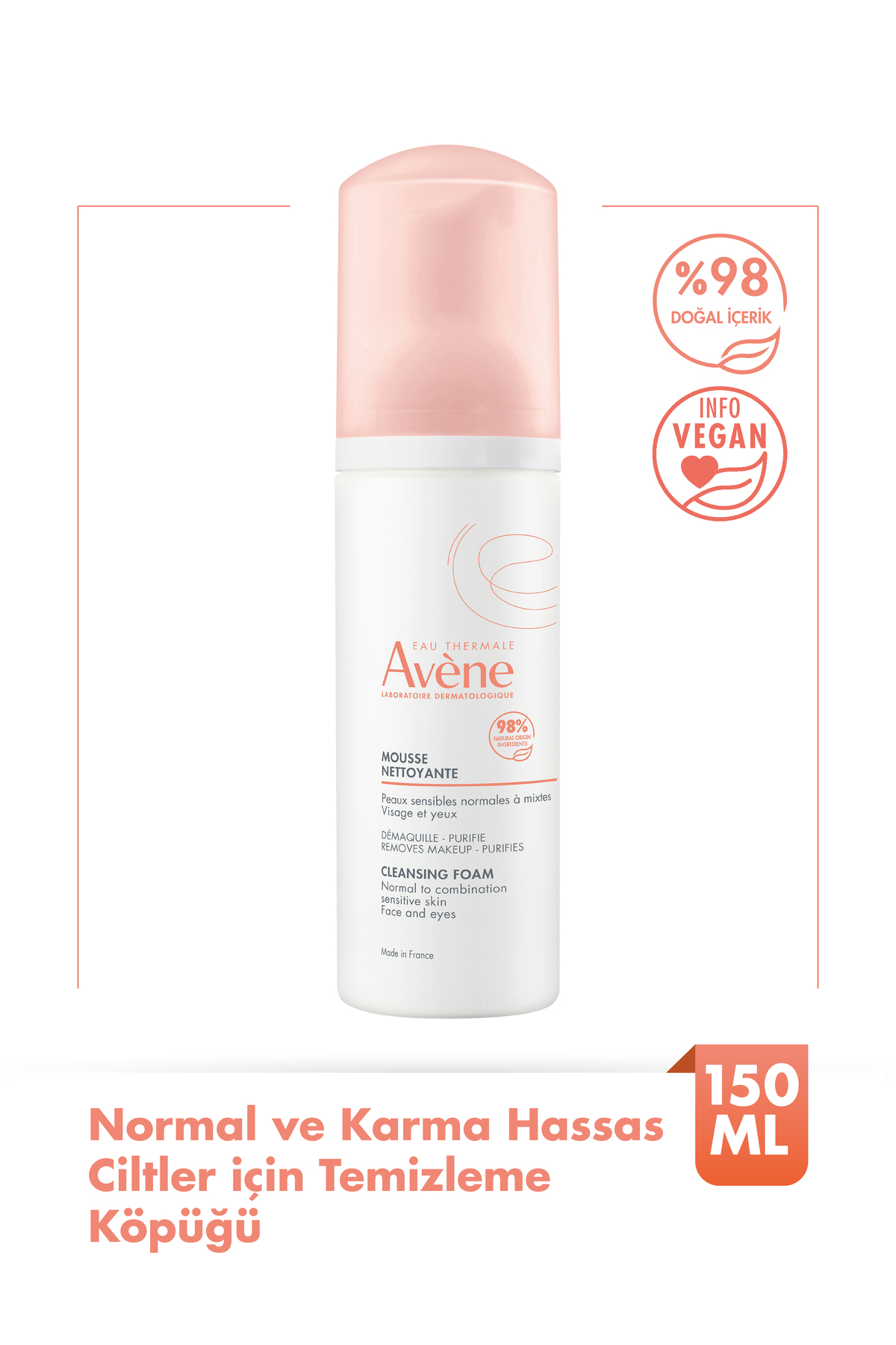 Avene Cleansing Foam Normal ve Karma Hassas Ciltler için Temizleme Köpüğü 150 ml