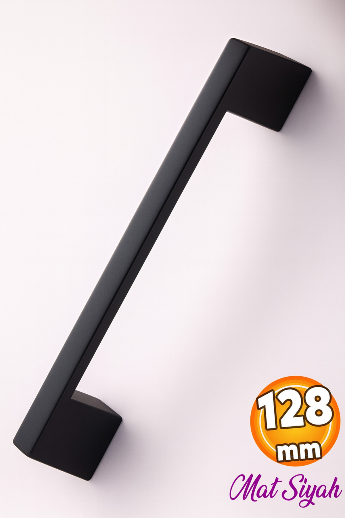 Badem10 Gölcük Düz (128 MM - 12.8 CM) Siyah Mobilya Mutfak Dolap Çekmece Dolabı Metal Kulpu Kulbu Kulpları