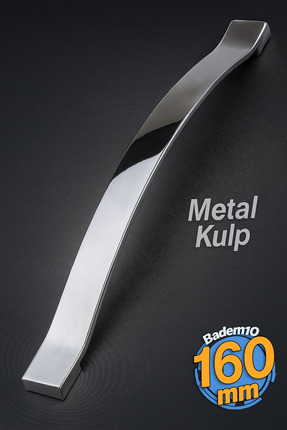Badem10 Akasya Metal Gümüş Kulp (160 MM - 16 CM) Mobilya Çekmece Mutfak Dolap...