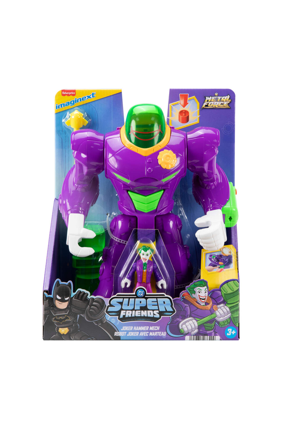Imaginext DC SUPER FRIENDS™ Joker'in Çekiçli Mekanik Robotu, Fırlatıcı ve aksiyon figürü ile JDL06
