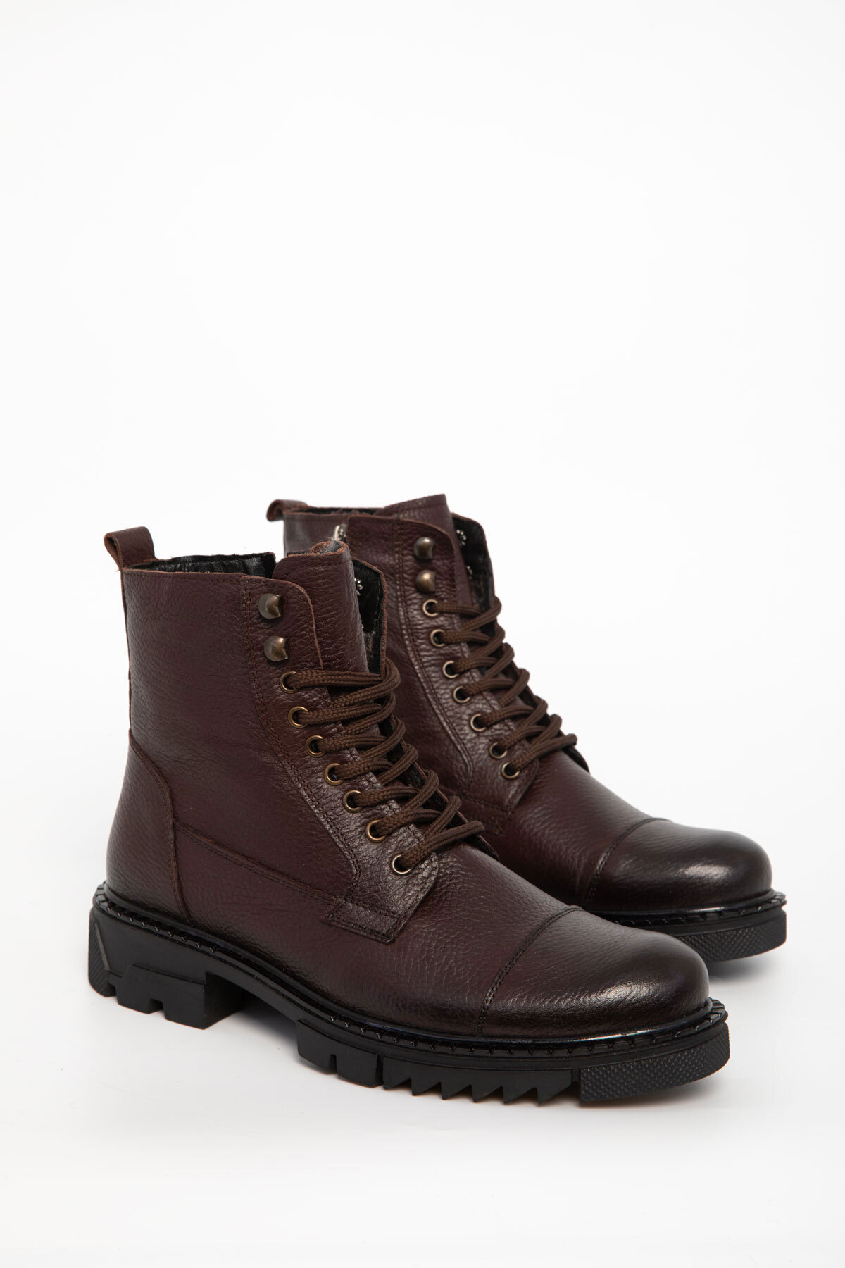 سوهو چکمه و نیم بوت مردانه چرم طبیعی قهوه‌ای کد ۲۰۹۶۰