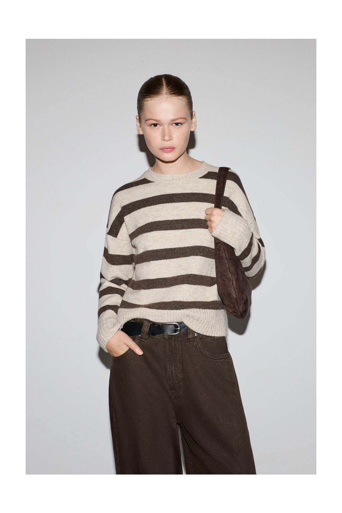 LEFTIES Kobieta Sweter z okrągłym dekoltem z piankowej dzianiny