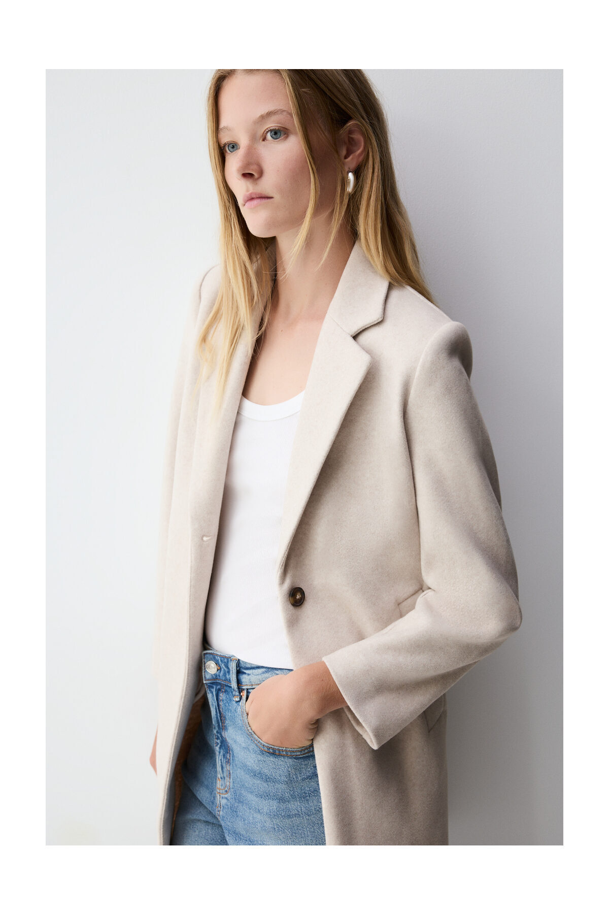 LEFTIES Kobieta Podstawowy płaszcz z wełny syntetycznej