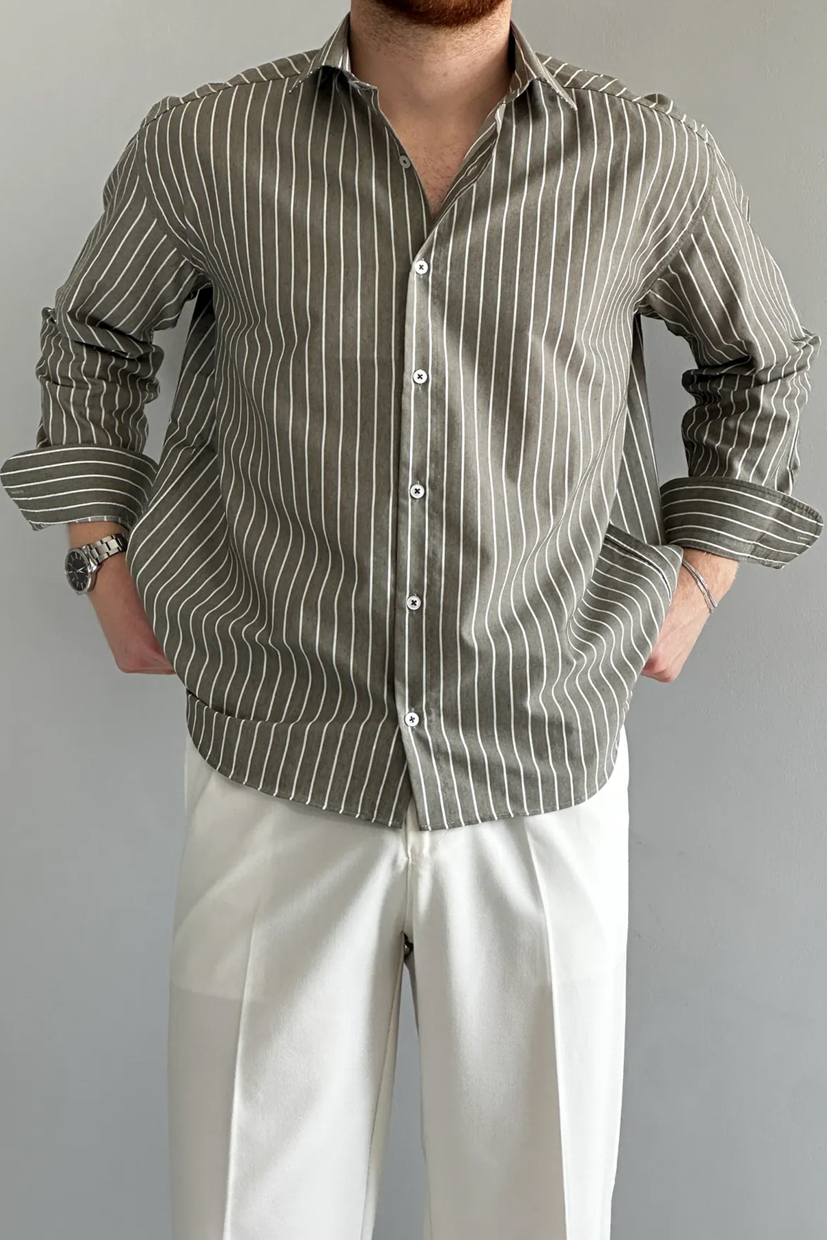 Trendyolmilla  Haki Regular Erkek Gömlek TMNAW26GO00026