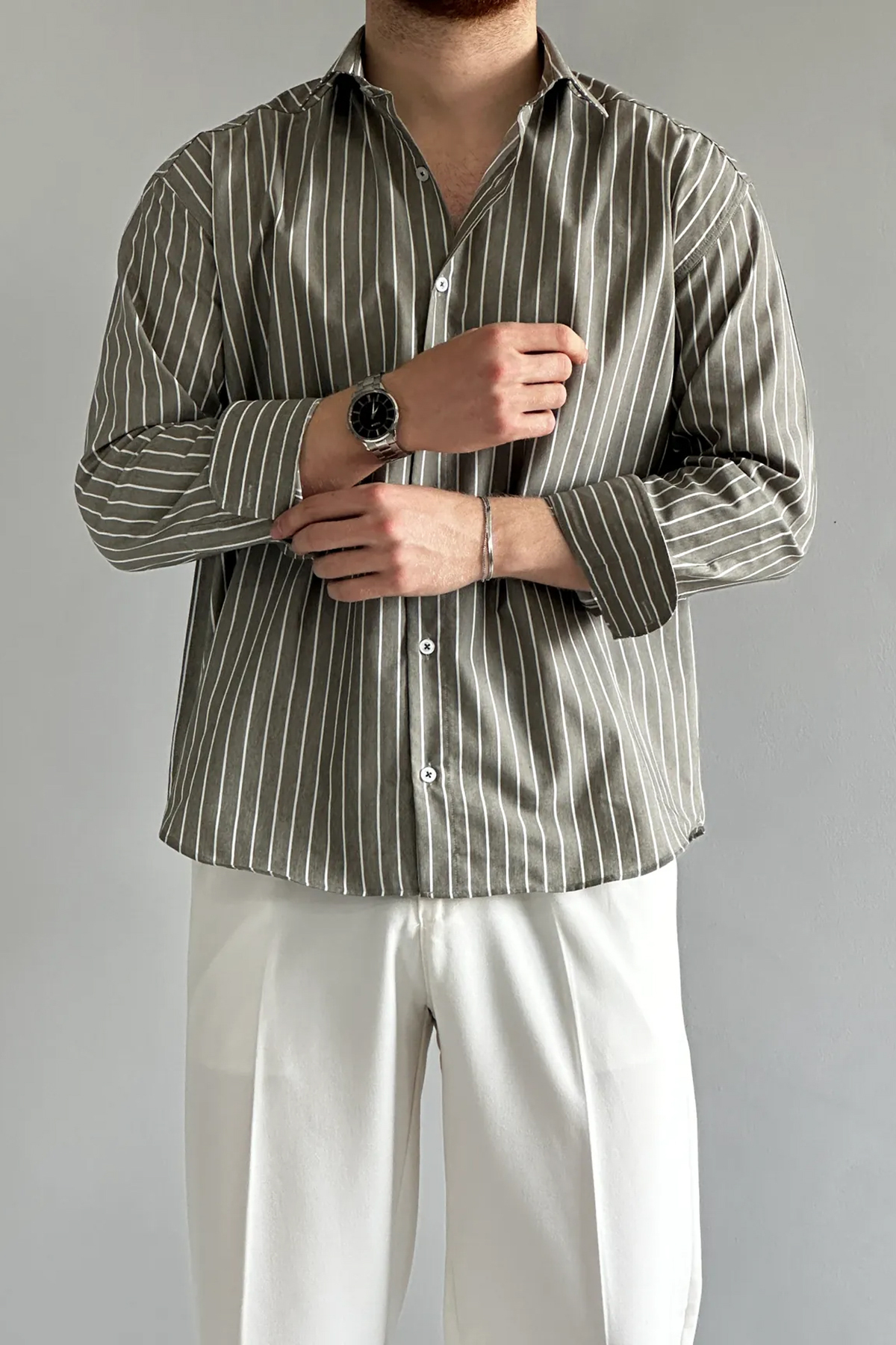 Trendyolmilla  Haki Regular Erkek Gömlek TMNAW26GO00026 - Görsel 2