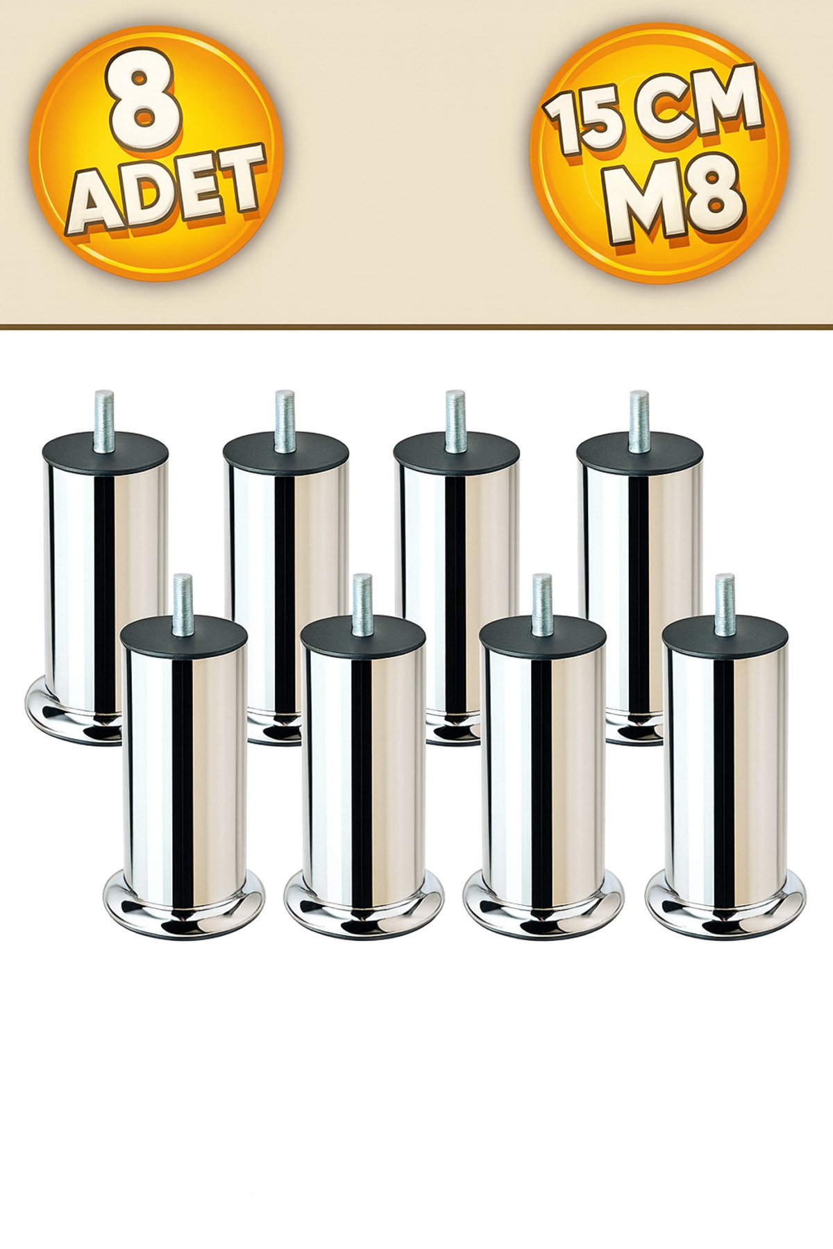 Furniture Sofa Base Seat Bed Sofa Bed Raise Feet Thin Tooth M8 Chrome Metal Legs 15 Cm 8 Pieces