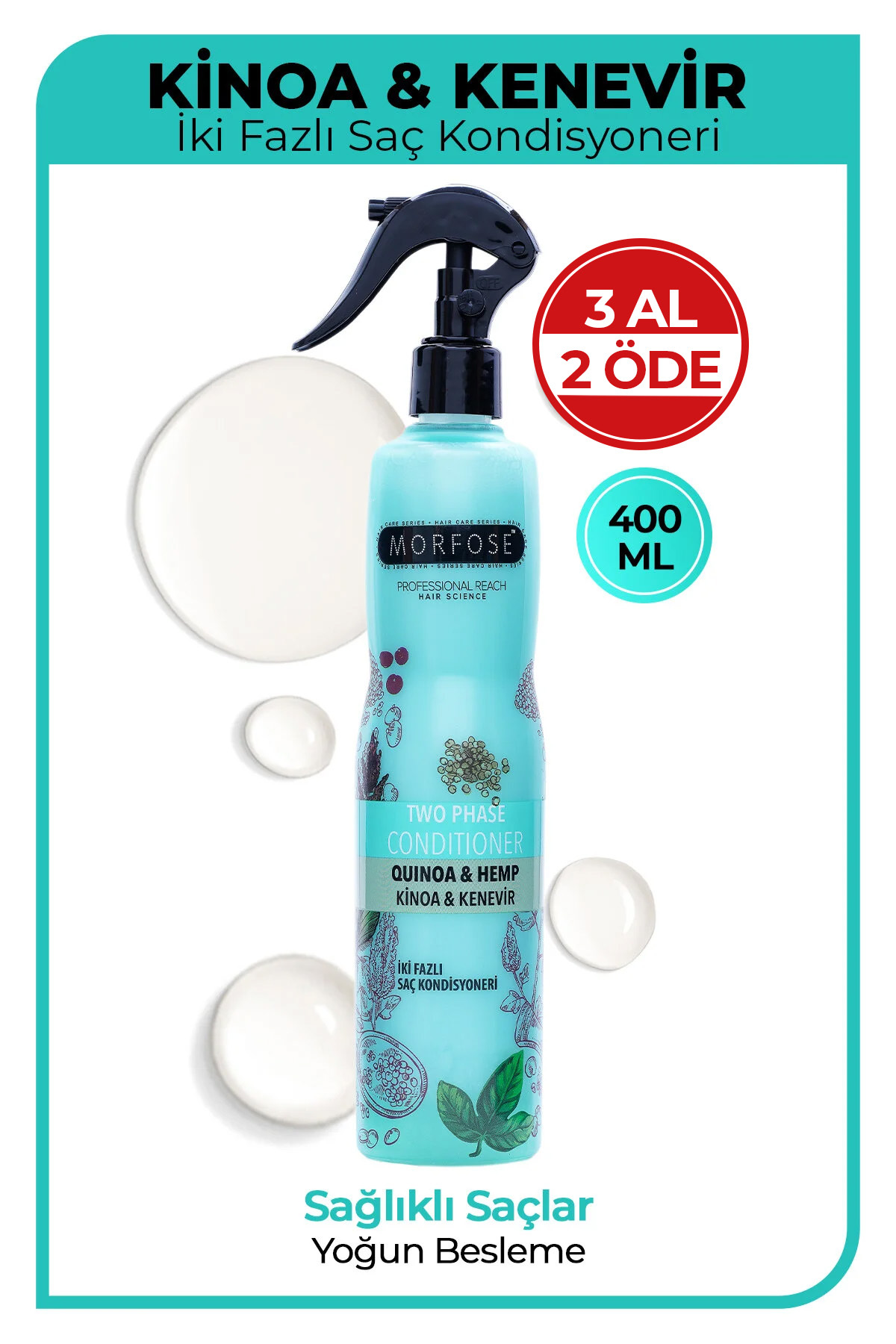Morfose Çift Fazlı Kinoa Ve Kenevir Içeren Fön Suyu 400 ml