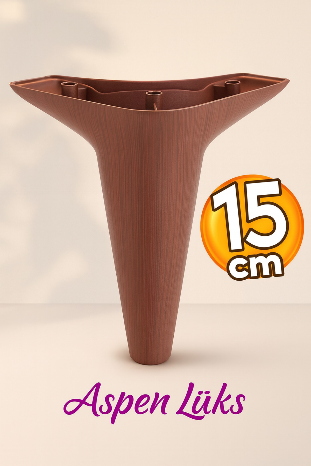 Badem10 Aspen Lüks Mobilya Kanepe Koltuk Tv Ünitesi Baza Yükseltici Ayağı Ayakları 15 Cm Ahşap Desenli Ayak