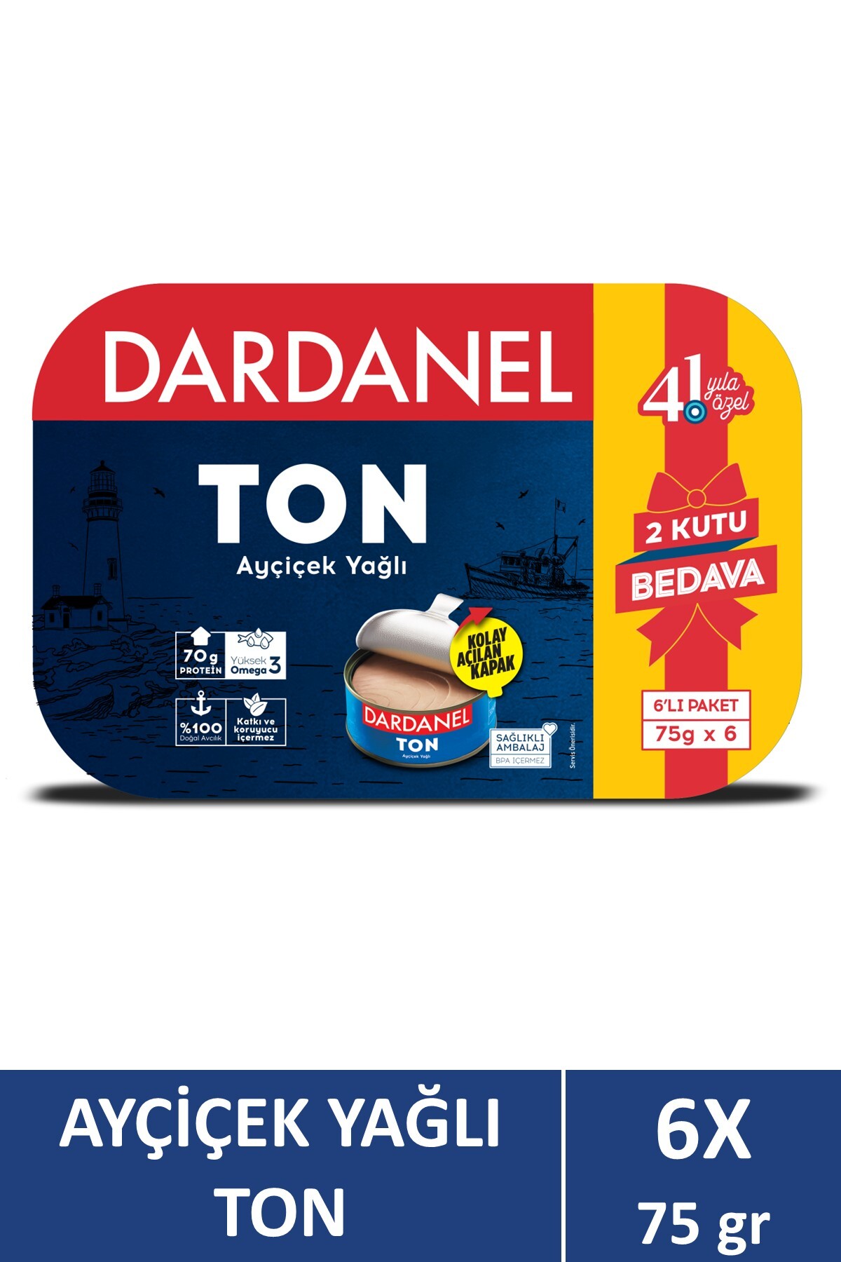 Dardanel Ayçiçek Yağlı Ton Balığı 6 x 75 gr