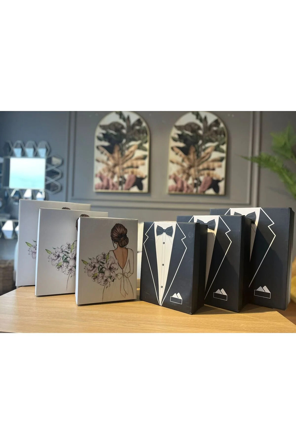 CREARTHOME Gelin Bohçası-Gelin Kutusu -Damat Kutusu - Damat Bohçası-2 'li Gelin & Damat SET Gelin&Damat Bohçası