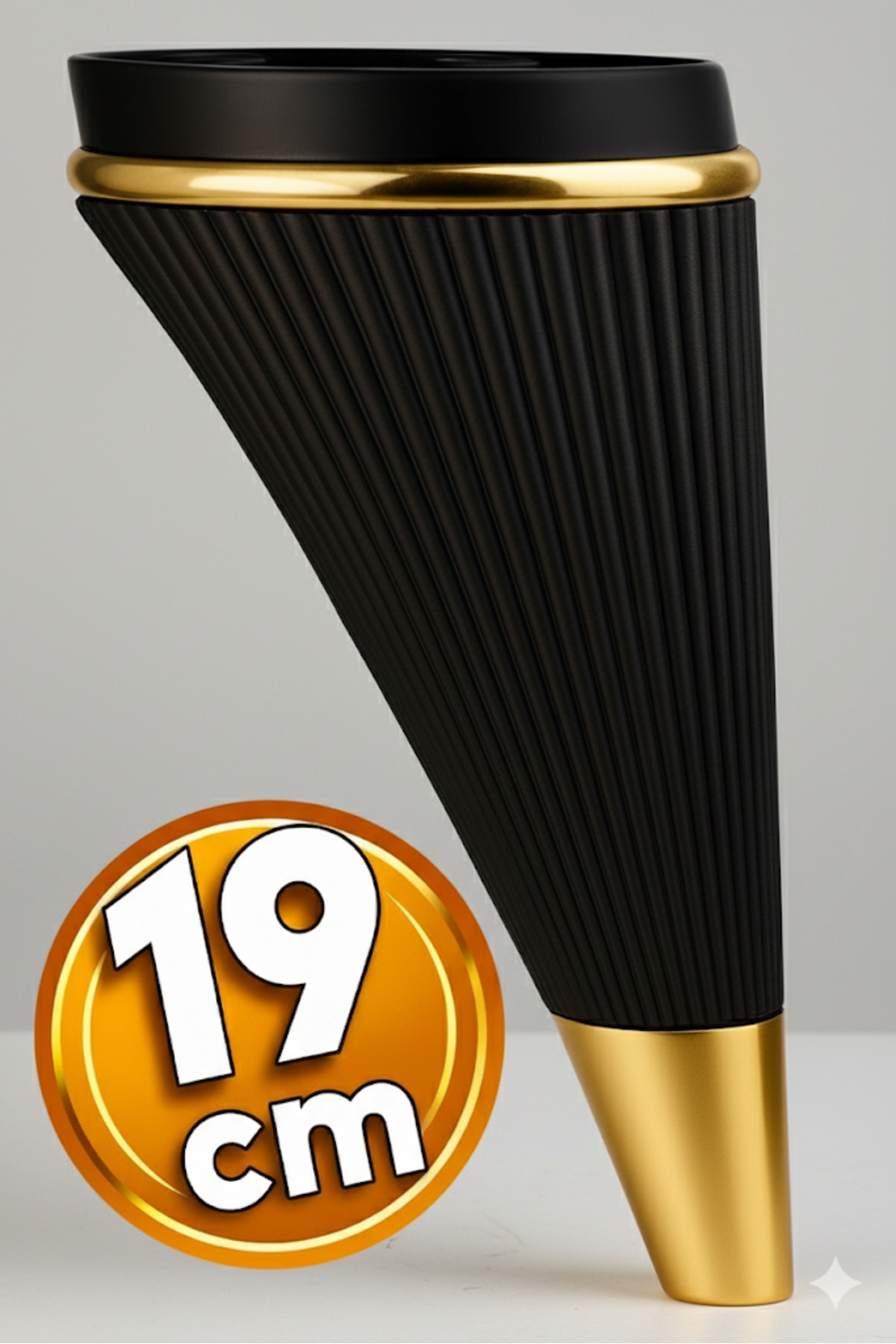 Badem10 Iron Lüks Mobilya Kanepe Berjer Tv Ünitesi Konsol Koltuk Ayağı 19 Cm Siyah Gold Ayakları