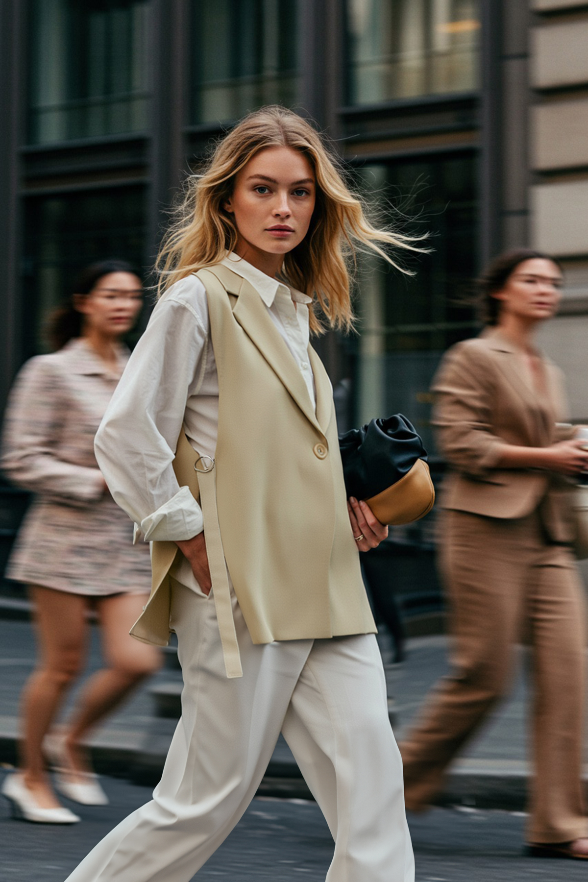 Trendyol Collection Beżowa tkana kamizelka z dodatkami - TWOAW23YE00032
