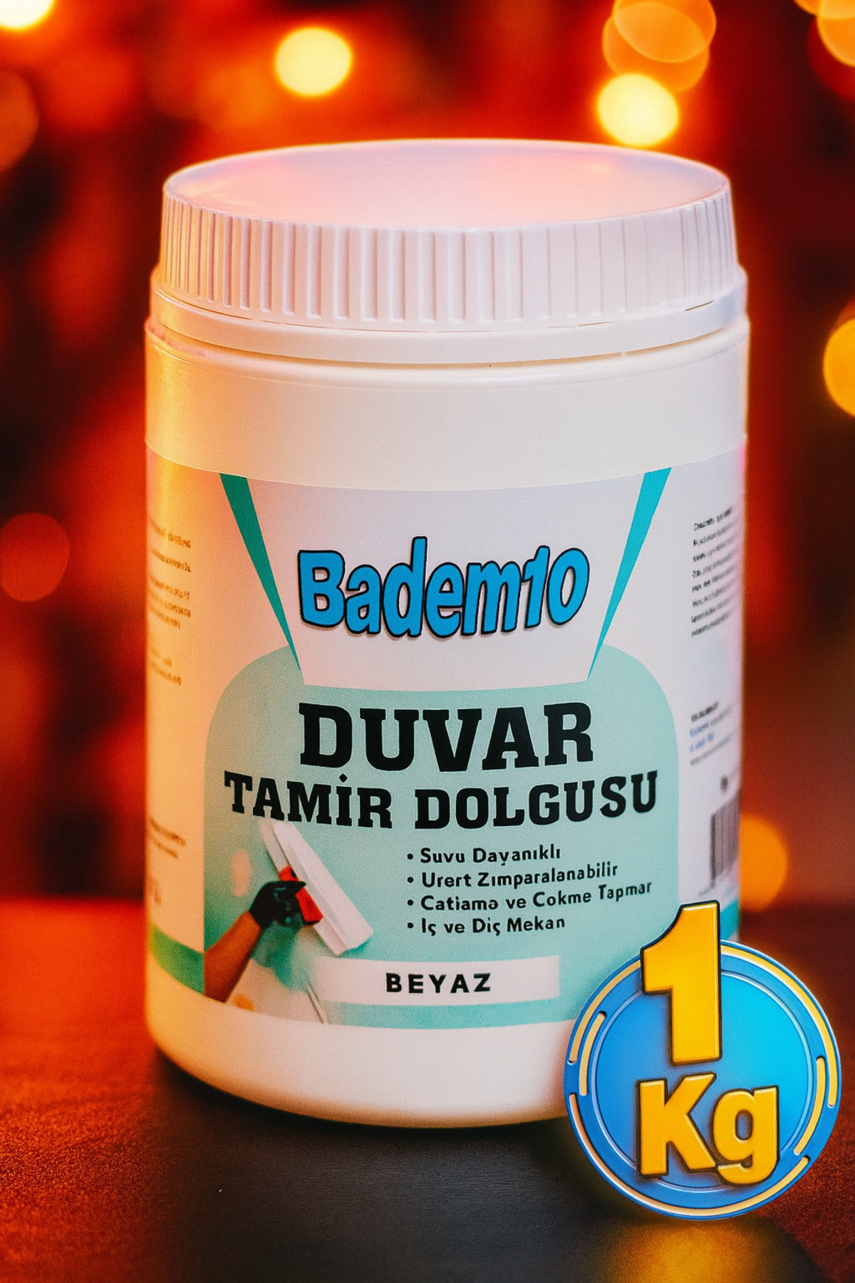 Badem10 Duvar Tamir Dolgusu (1 KG) Macunu Zemin Alçı Sıva Derin Boşluk Doldurucu Çatlak Onarıcı Giderici