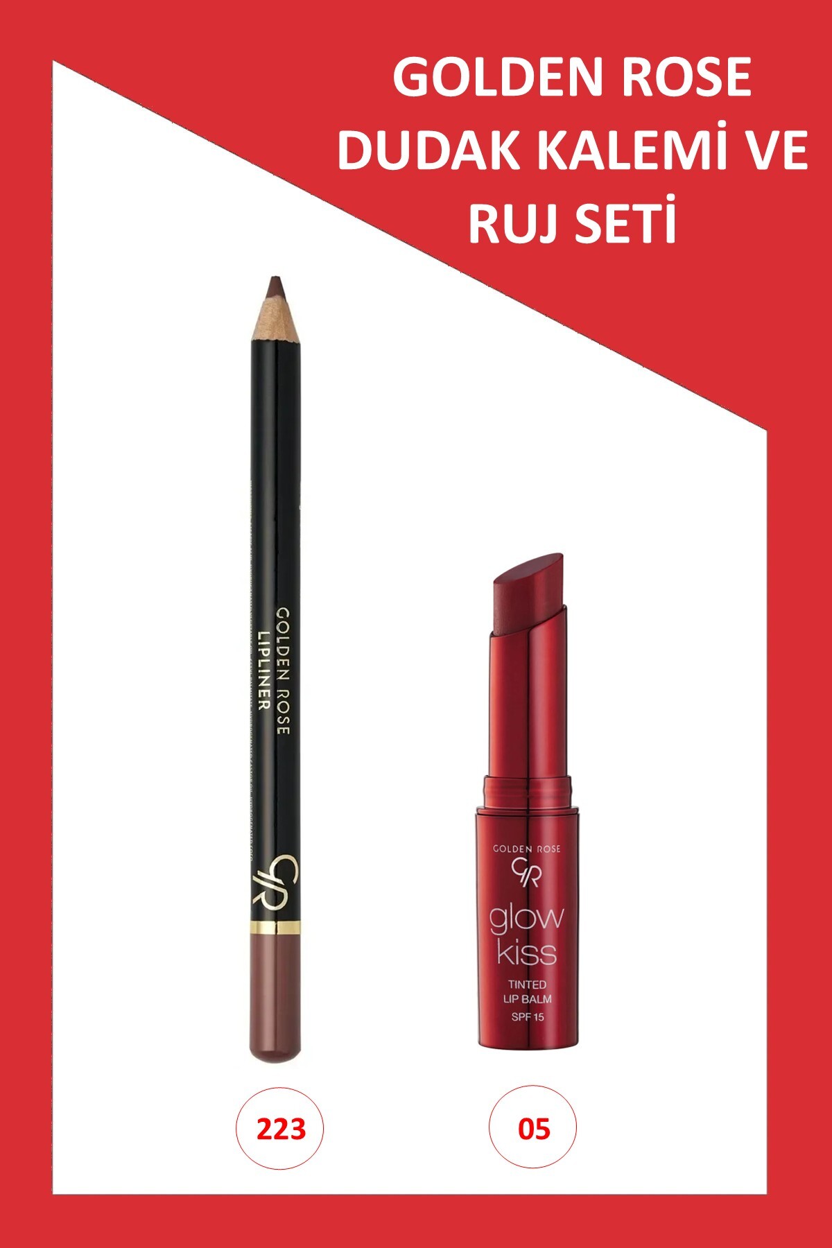 Golden Rose Glow Kiss Renkli Dudak Nemlendirici No:05 & Dudak Kalemi No:223