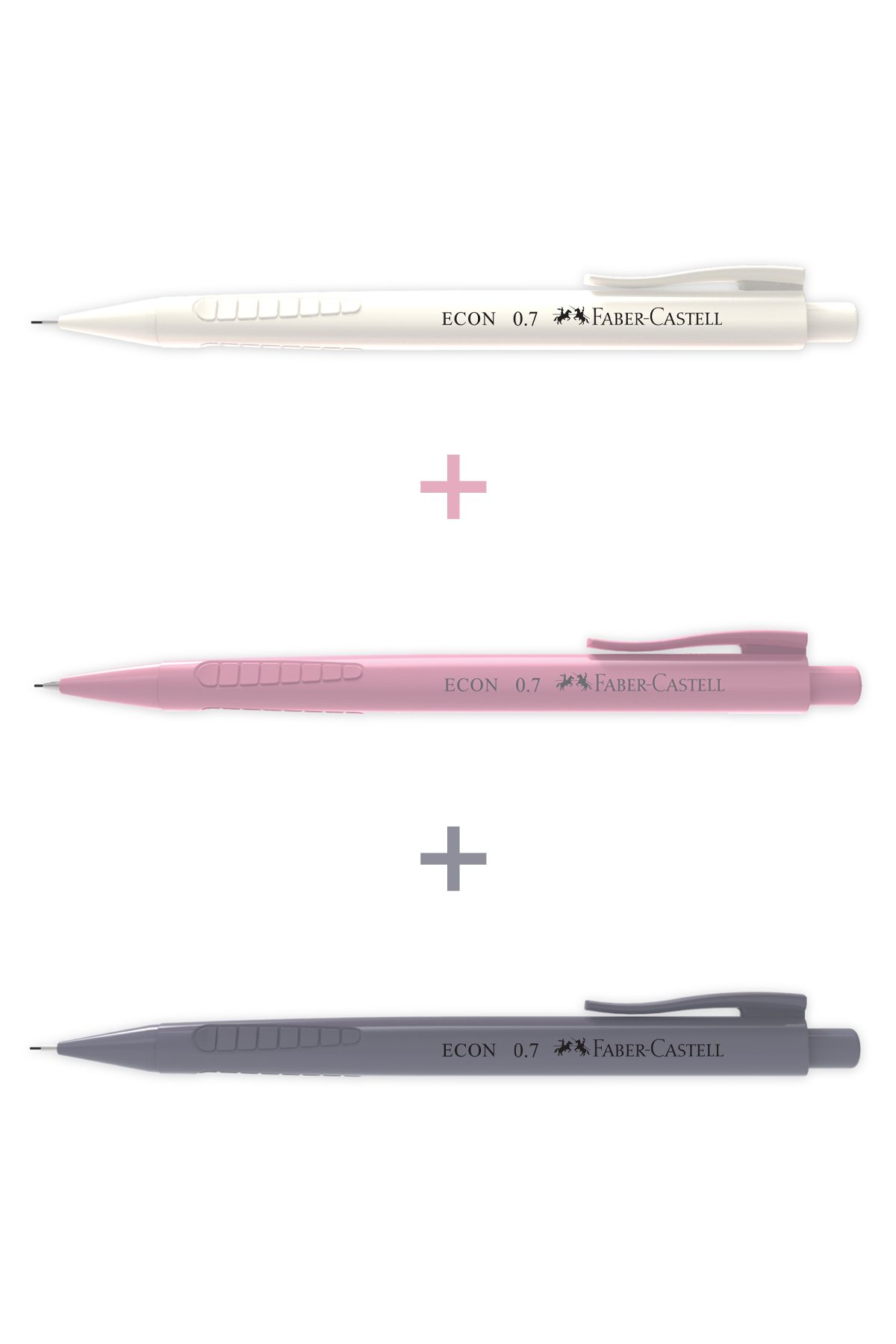 Faber Castell 3'lü Econ Versatil Mekanik Kalem,0.7, Ergonomik Tasarım (KARMA RENK GÖNDERİLİR)