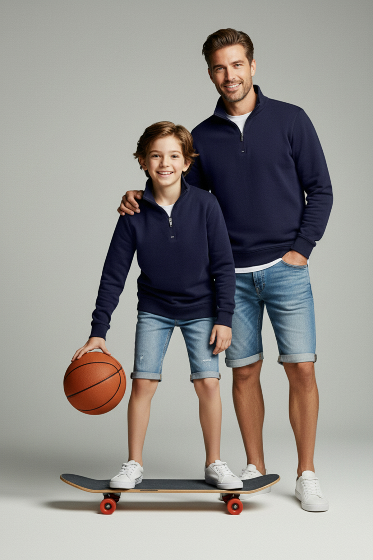 Trendyolmilla Kids Lacivert Pamuklu Düz/Basic Dik Yaka Regular Örme Erkek Çocuk Sweatshirt TKDAW26SW00008
